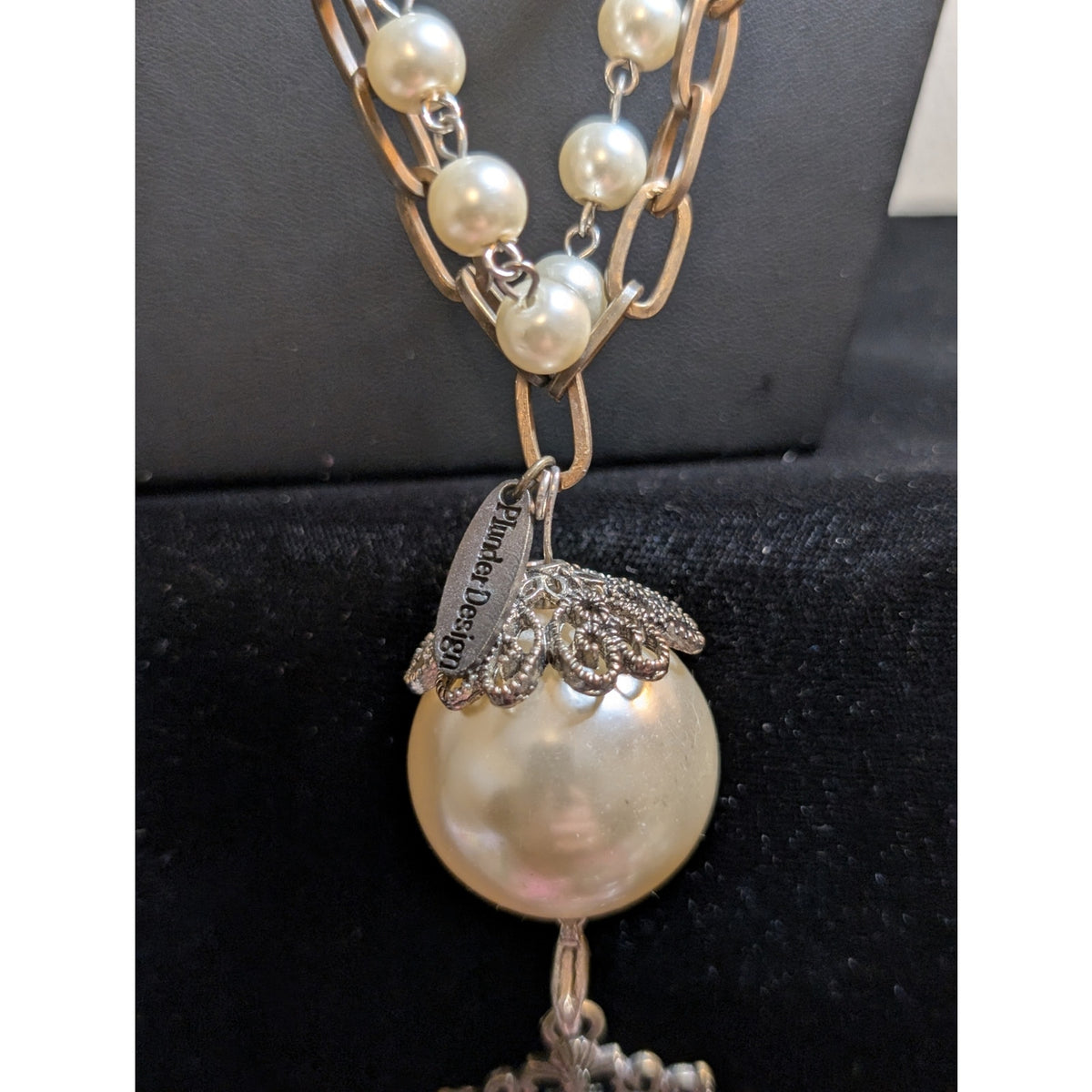 Plunder Designs Pearl Chain Boho 36" Long Pendant Necklace