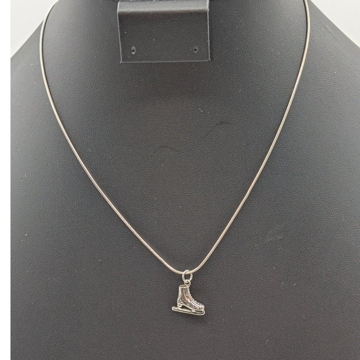 Figure Skating Charm Pendant 925 Sterling Silver 17.5" Snake Chain Necklace