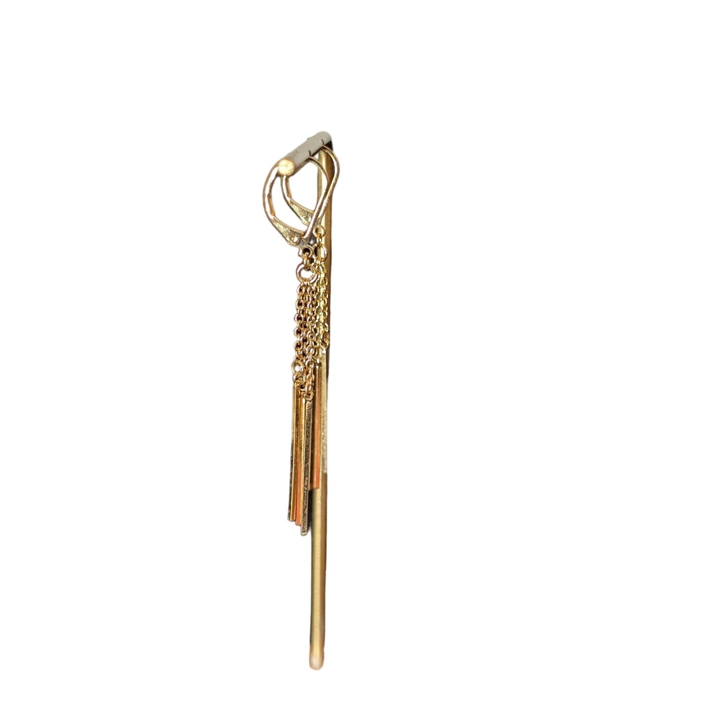 Triple Chain Bar Dangle Gold Tone Leverback Earrings