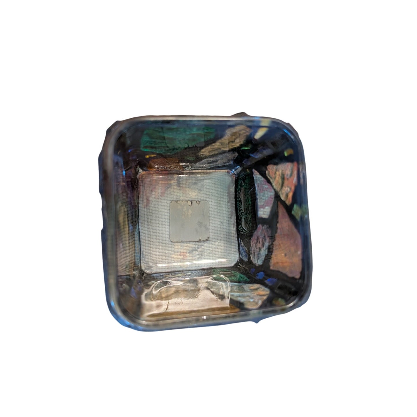Vintage Mid-Century Brutalist Made in Mexico Stained Glass Mosaic Candle Holder