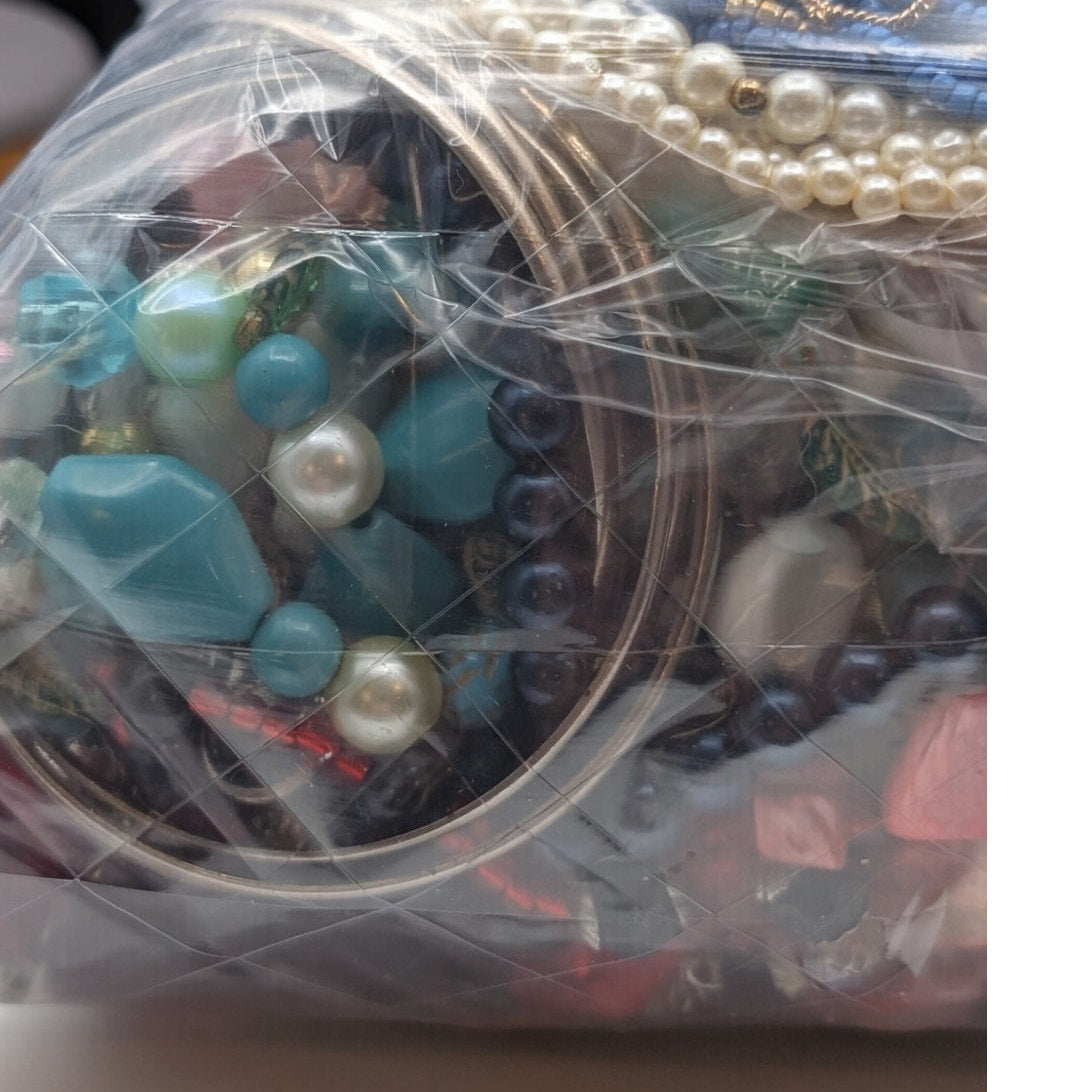 Jewelry Lot Sassy Repurpose Bag Over 4 Pounds Beads & Possible Wearable Pieces