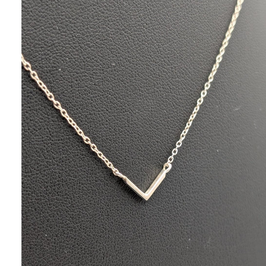 Vintage 925 Sterling Silver Chevron Chain 16.25" & 18" Necklace