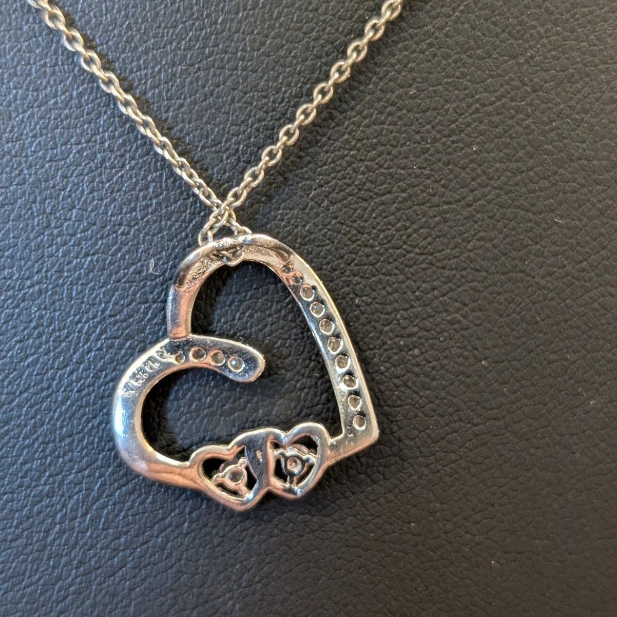 Sterling Silver CZ Heart Pendant Necklace