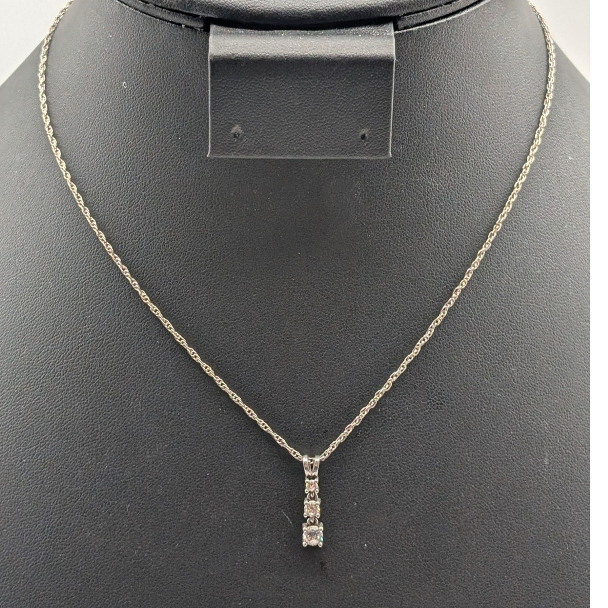 Vintage 925 Sterling Three Graduated Articulated CZ Pendant Chain Necklace