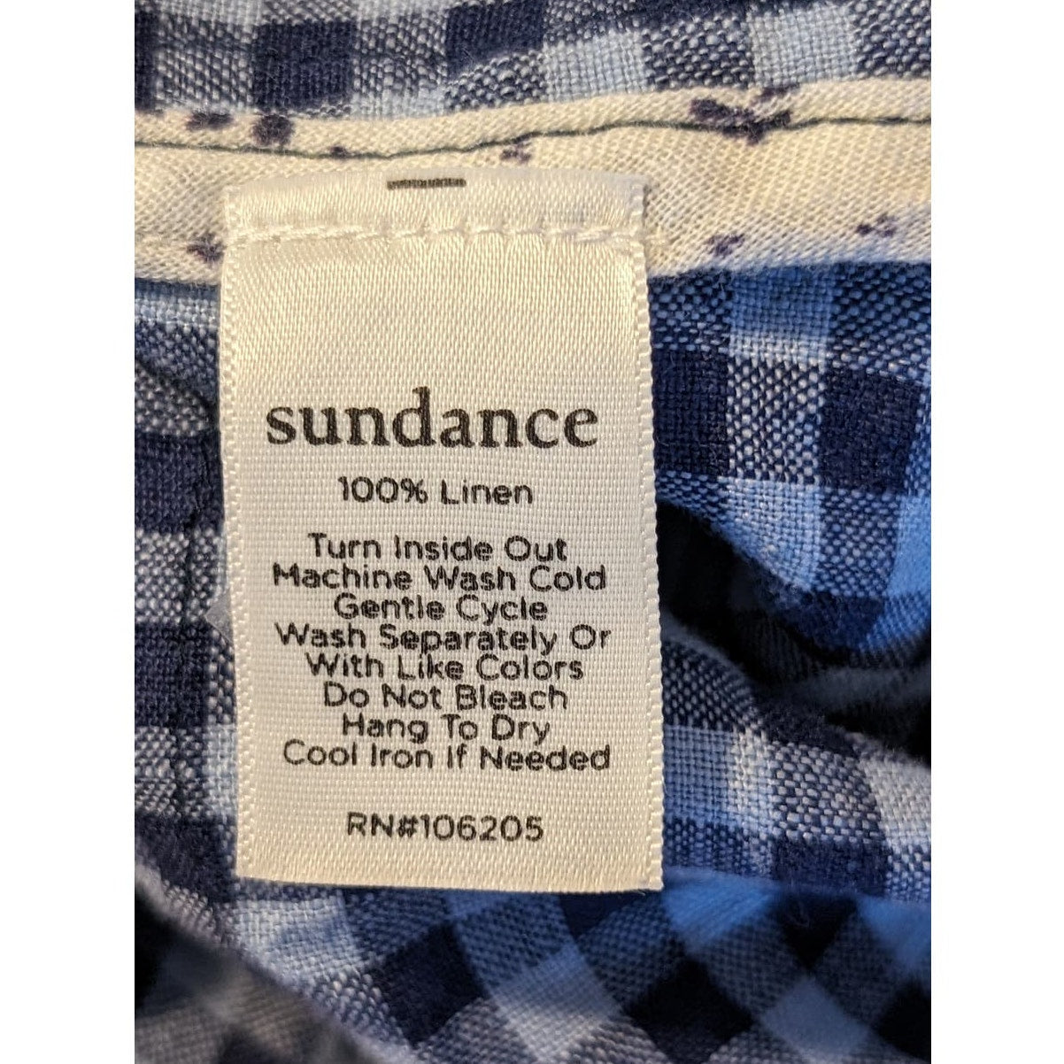 Sundance Ziri 100% Linen Blue Gingham Cinch Back Jacket Womens Sz S (4-6)