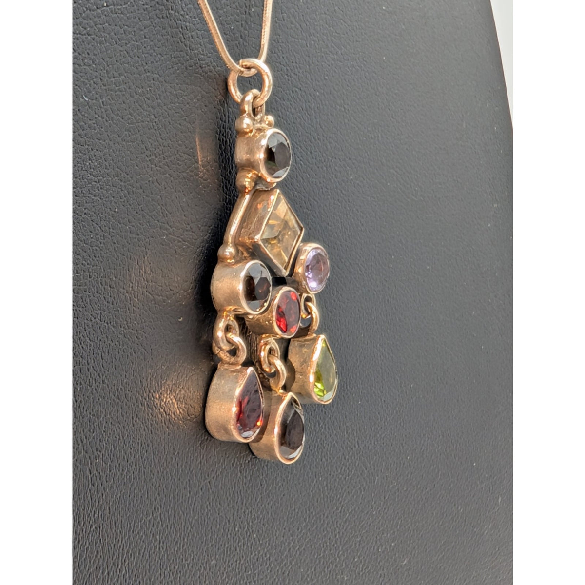 925 Sterling Silver Semi-Precious Gemstone Chandelier Pendant 20" Chain Necklace