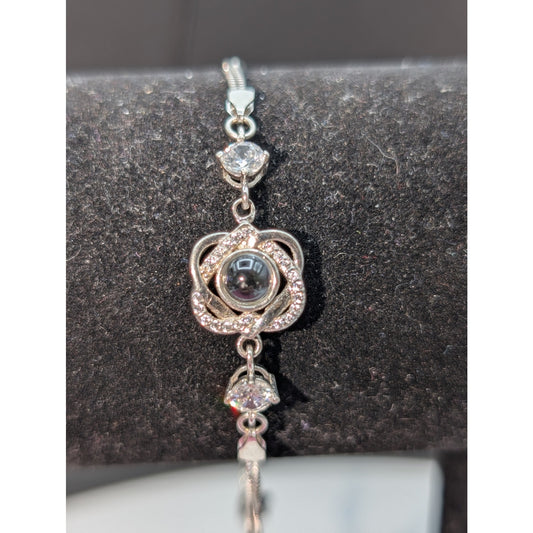 925 Sterling Silver 'I Love You' In 100 Languages Projection Bracelet