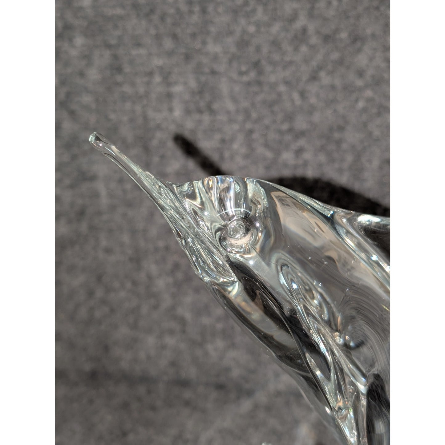 Vintage Mid-Century Estate Sale Find Clear Heavy Glass Dolphin Figurine