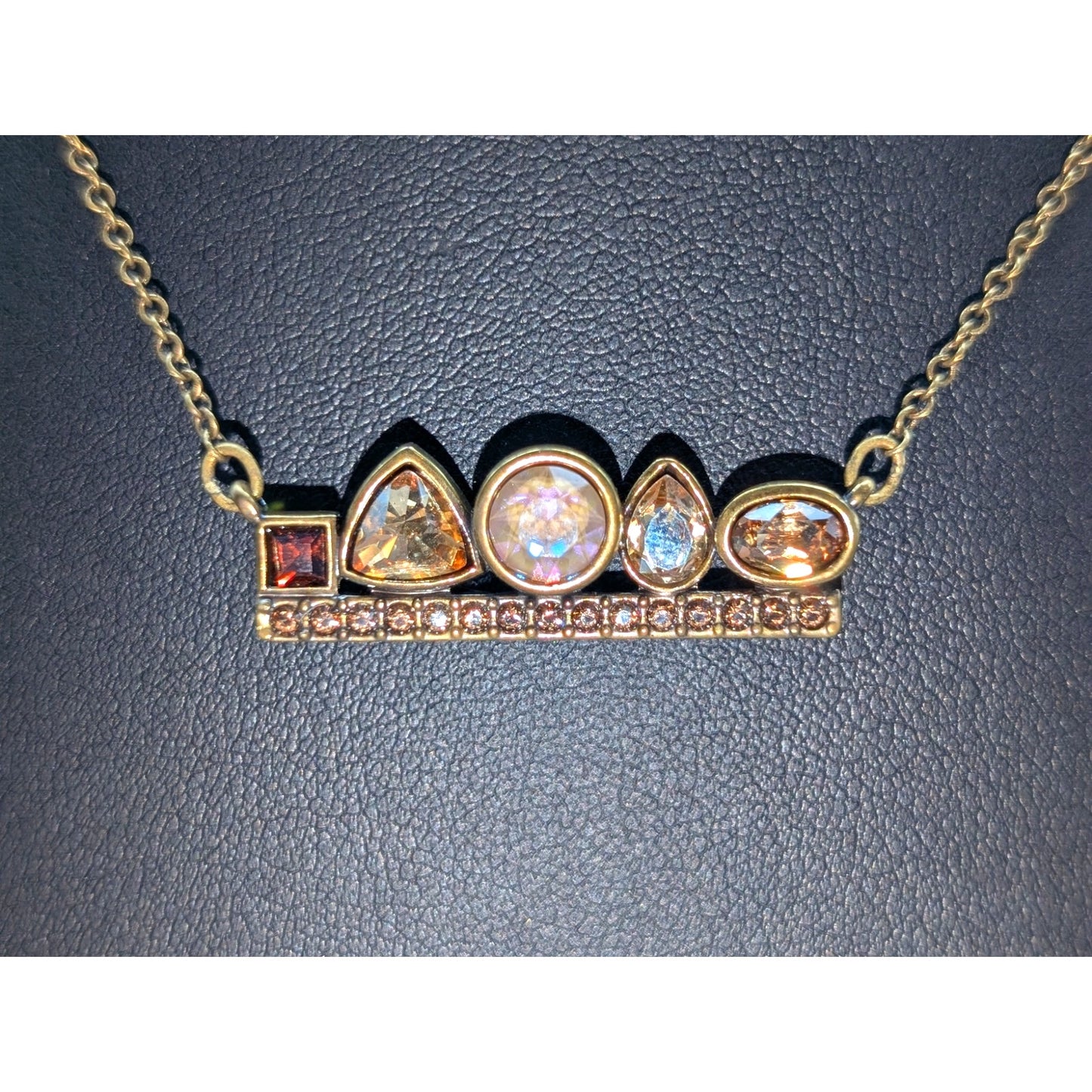 TCS Touchstone Crystal by Swarovski Bronze Metal Crystal Bar 15"-18" Necklace