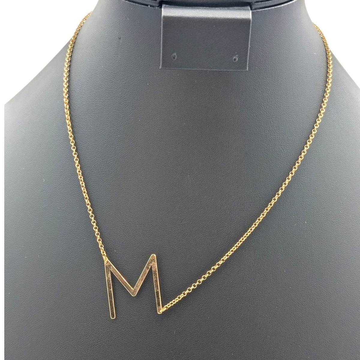 Marked 925 Sterling Vermeil Initial 'M' Pendant Chain 18" Necklace