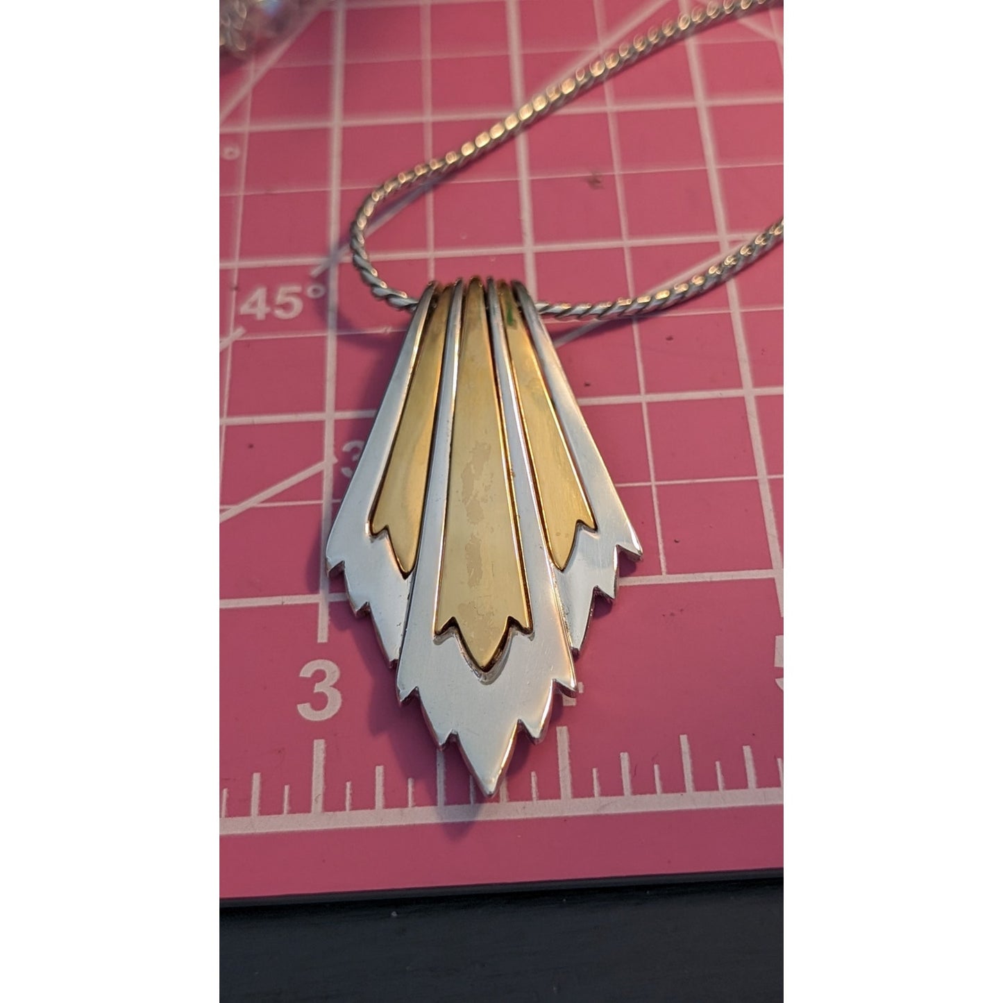 Vintage Rare Monet Multi-Tone Gold Plated Pendant 26" Necklace