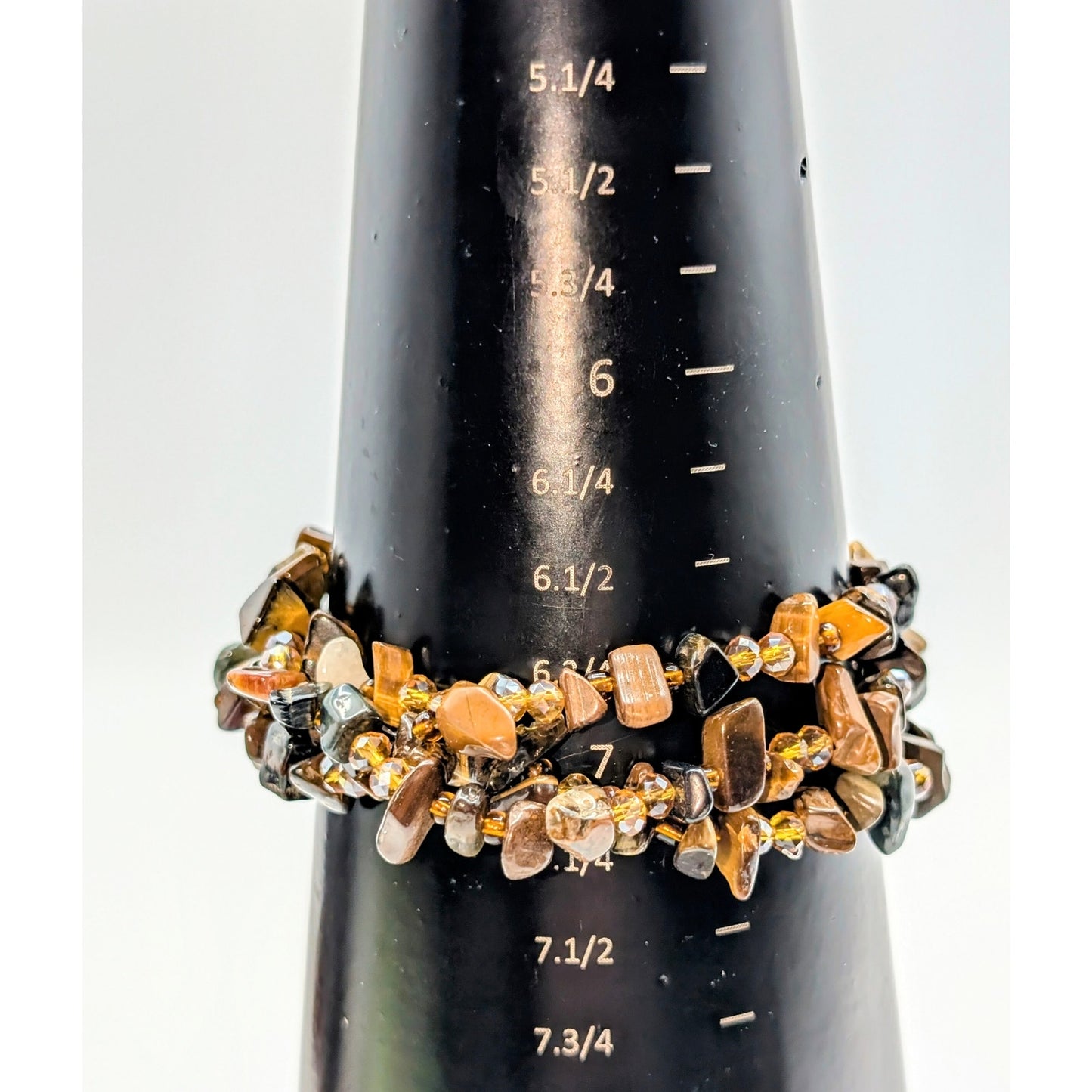 Triple Strand Tiger's Eye & Brown Chip Bead Magnetic Clasp Necklace & Bracelet