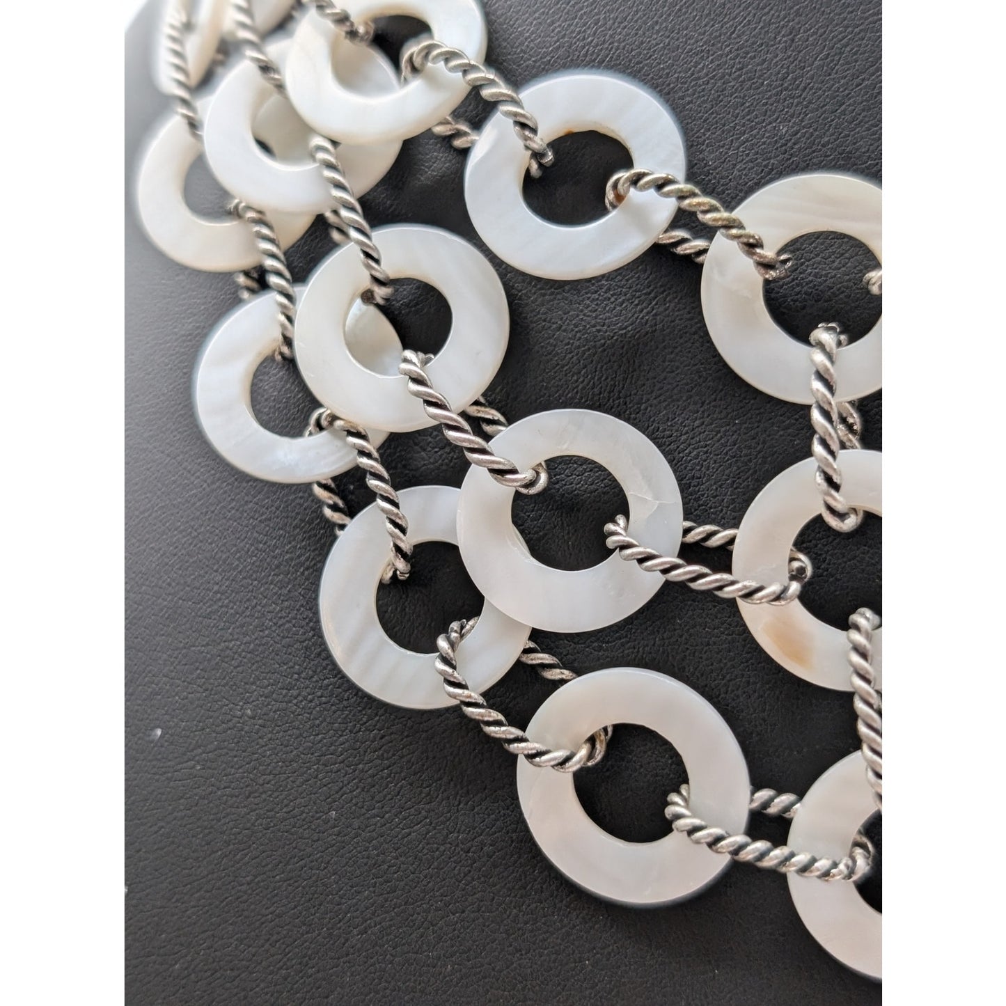 Premier Designs Shell Multi-Layer Circle Bib Silver Tone Chain 16.25" Necklace