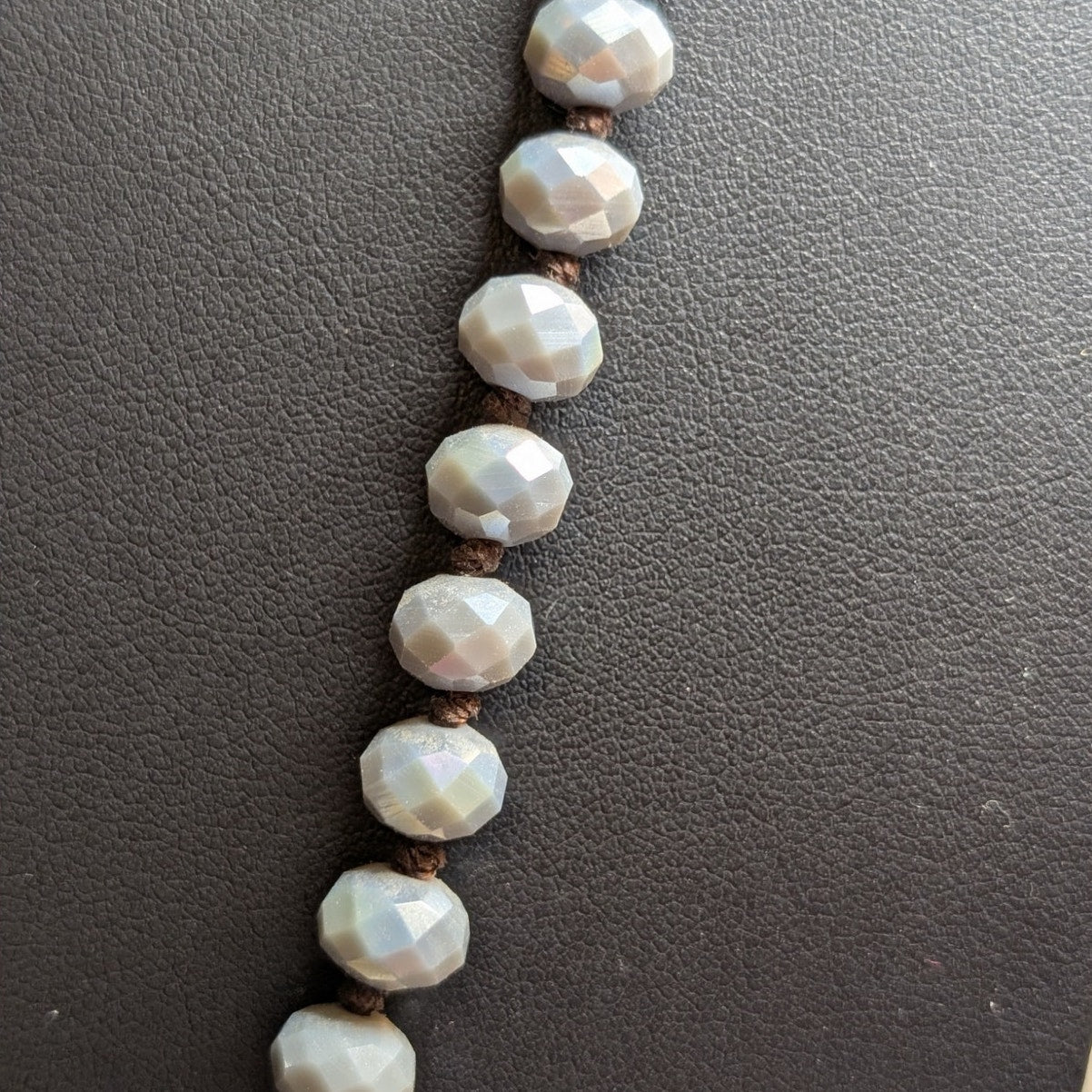 Boho Blue Gray Glass Czech Bead Druzy Sparkle Bead Tassel Necklace