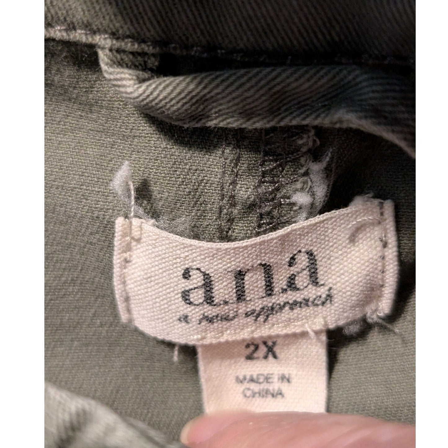 a.n.a. A New Approach 100% Cotton Green Utility Jacket Womens Size 2X