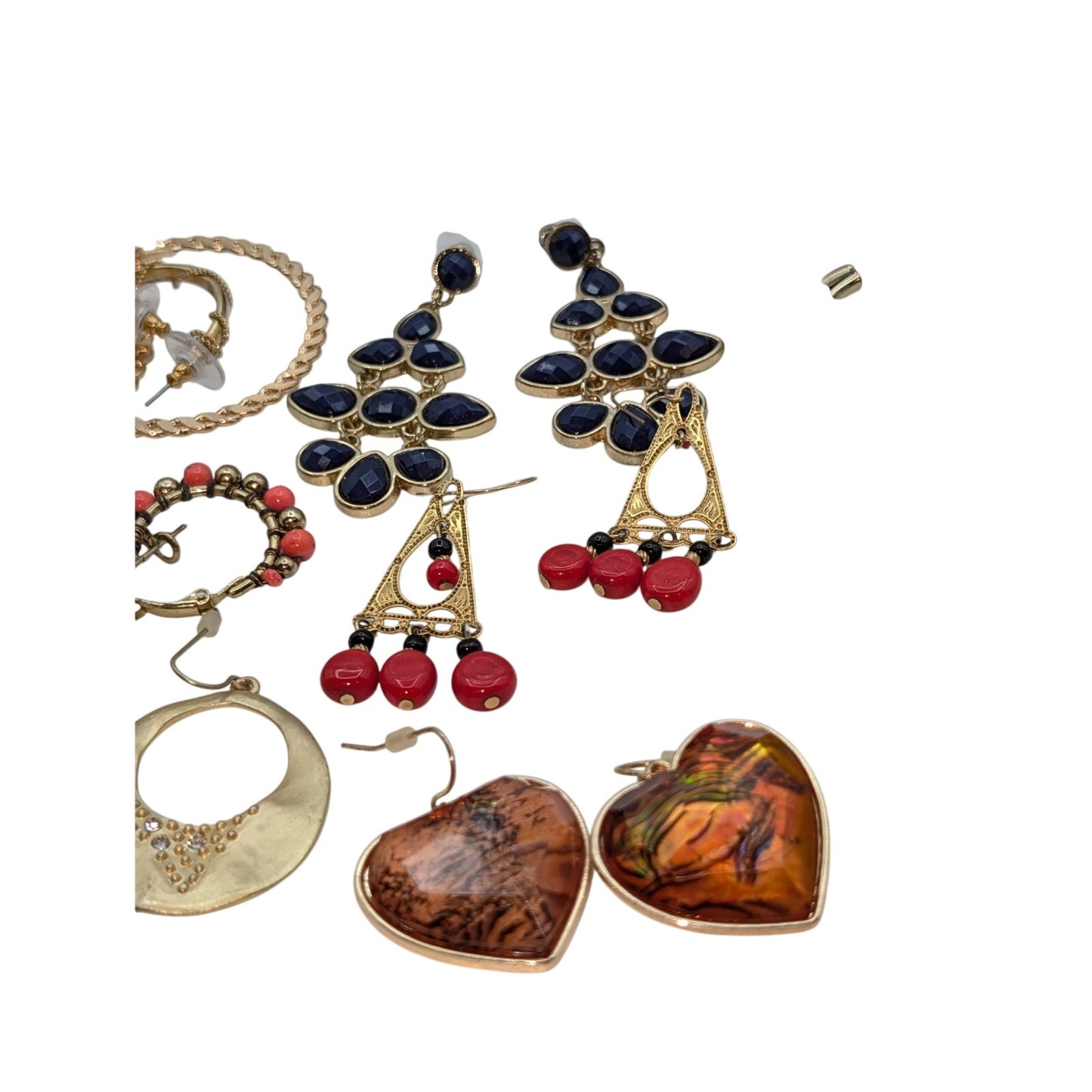 Lot of 21 Pair of Boho Gold Tone Pierced Earrings