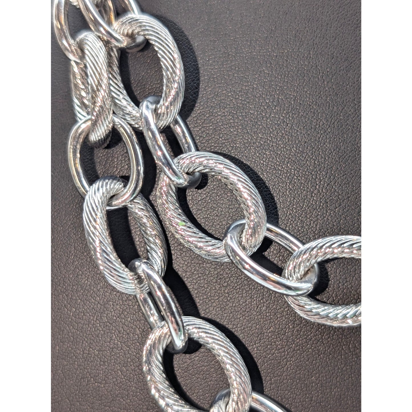 TALBOT'S Chunky Textured & Polished Double Drop Chain 19"-21.5" Necklace