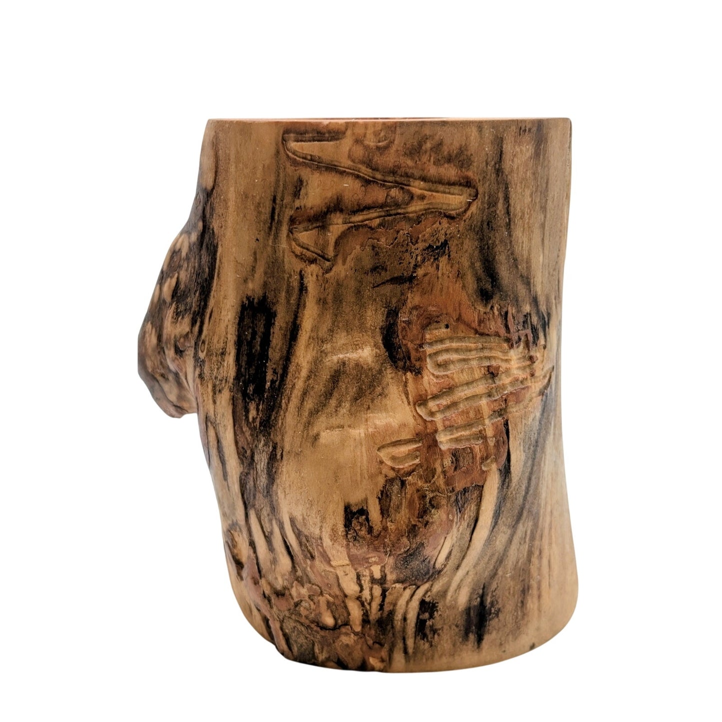 Artisan Created Wood Burned Horse Head Log Pillar Candle Holder