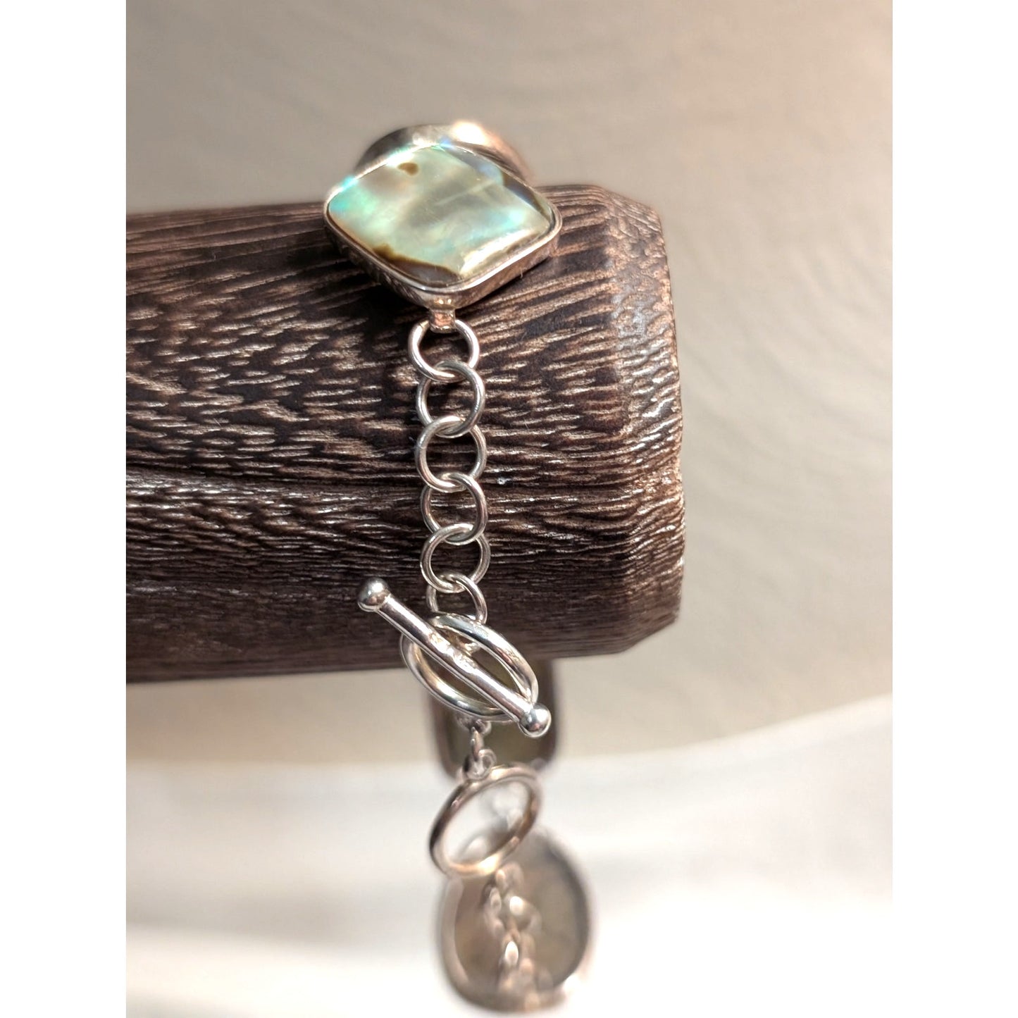 Sterling Silver Abalone Shell Toggle Bracelet