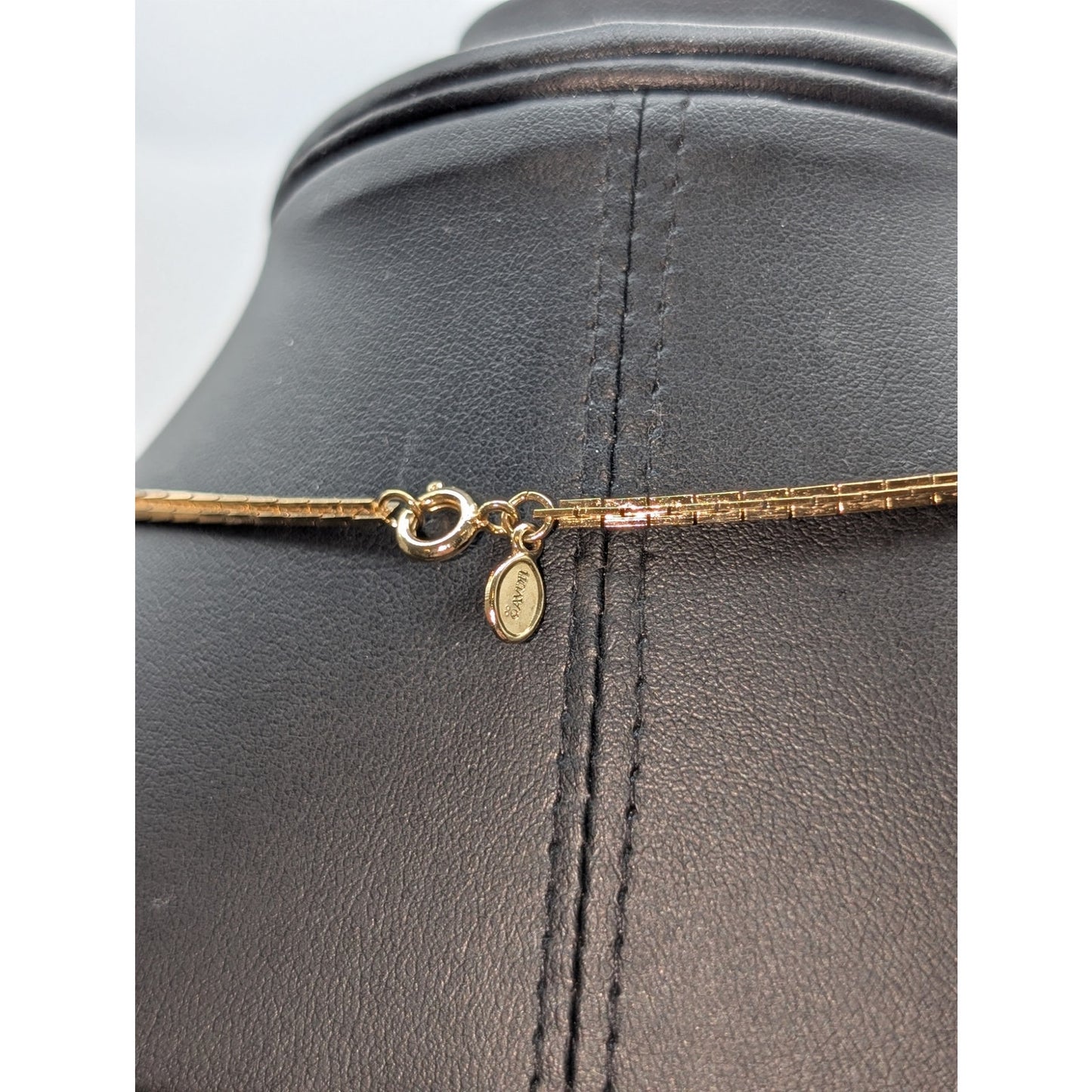 VTG 70s Avon Shiny Gold Rectangle Link Gold Tone Graduated Ball Bead Necklace