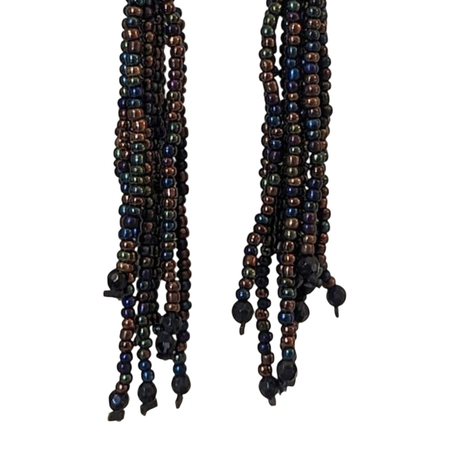 NWOT Chico's Metallic Seed Bead Tassel Brushed Gold Pierced Earrings