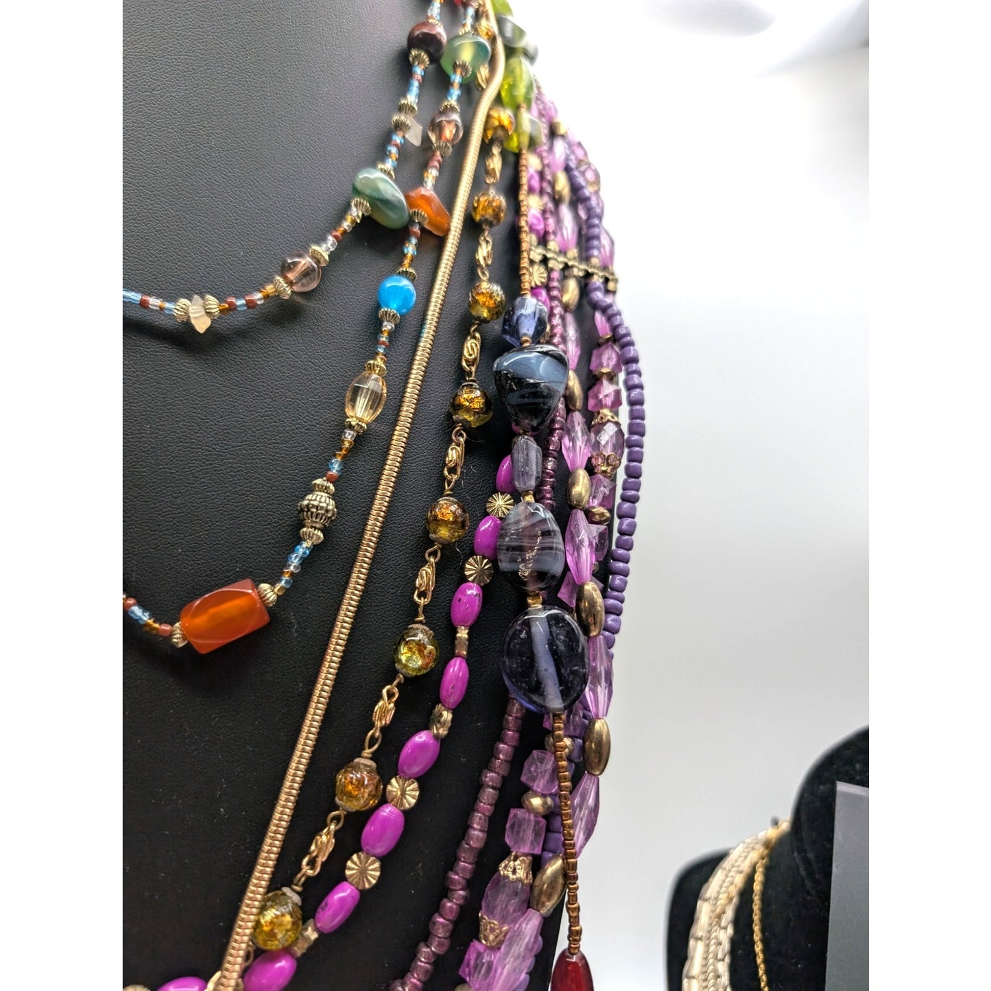 Mixed Jewelry Lot of 7 Boho Beaded & Other Necklaces & One Pr. Matching Earrings