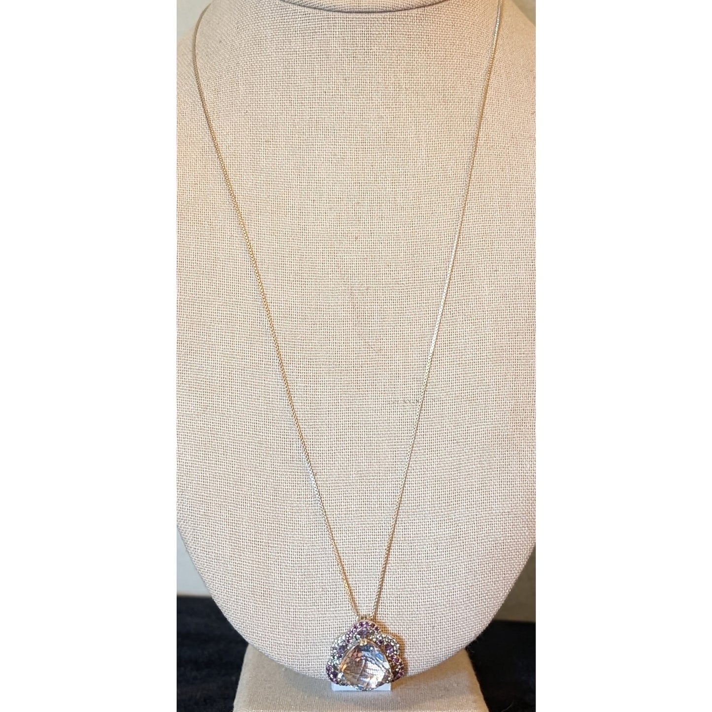 925 Lavender Faceted Trillion Cut Amethyst W/ Marquis Stones & Rounds Necklace