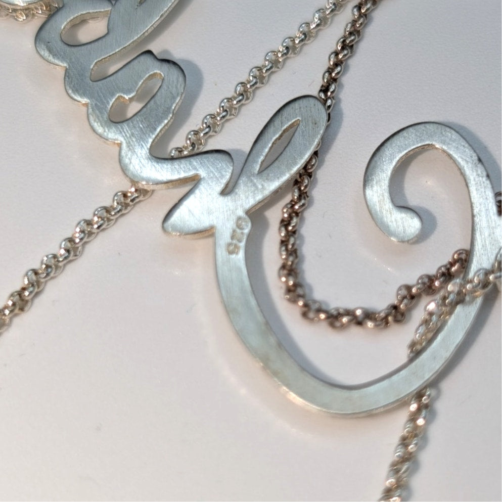 925 Sterling Silver Cursive Name 'Chabelly' 20.25" Chain Necklace