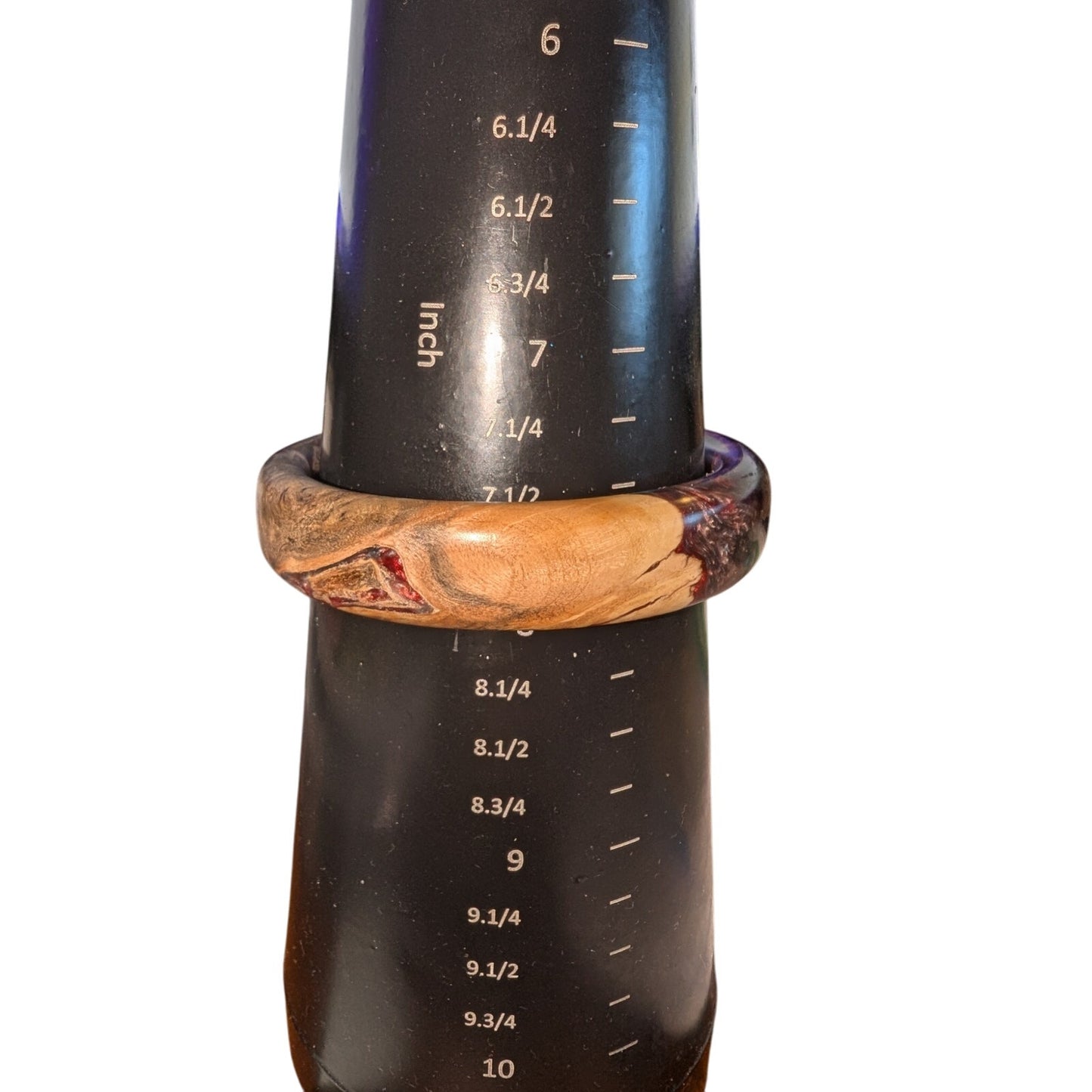 Vtg Natural Wood Colorful Browns Creams Grays & Burgundy Colored Bangle Bracelet