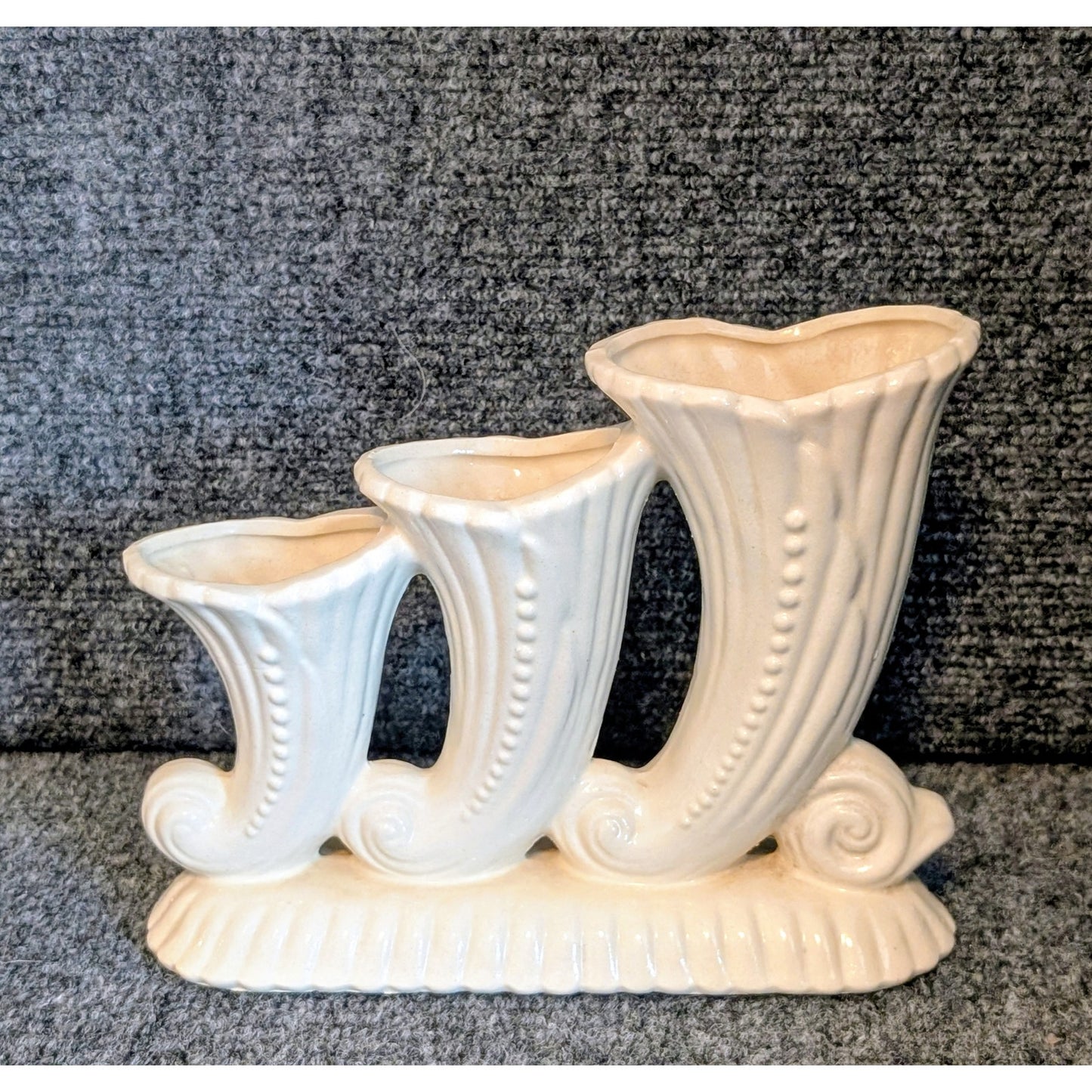 Vintage Cream Three Horn Vase Made in Japan