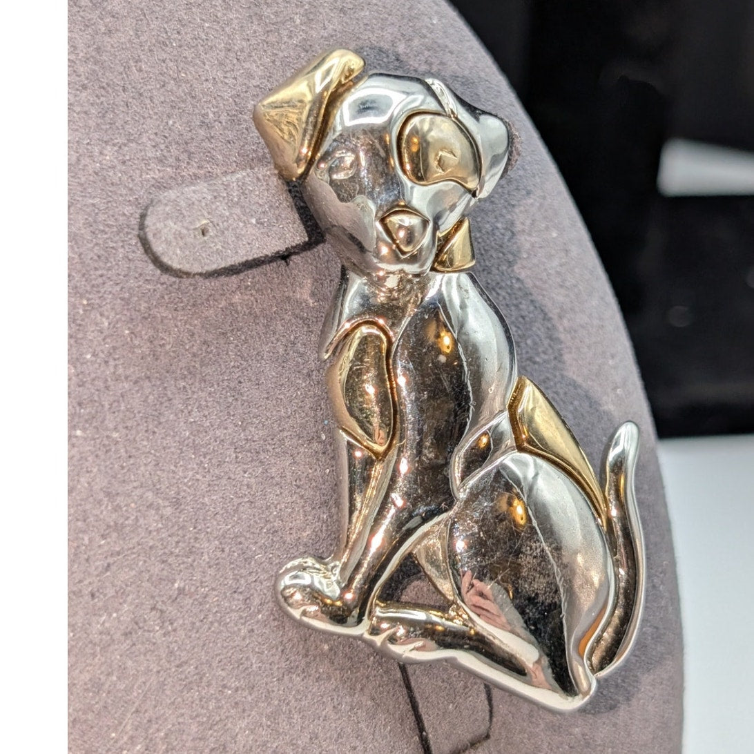 Vintage Signed Liz Claiborne Two Tone Puppy Dog Brooch