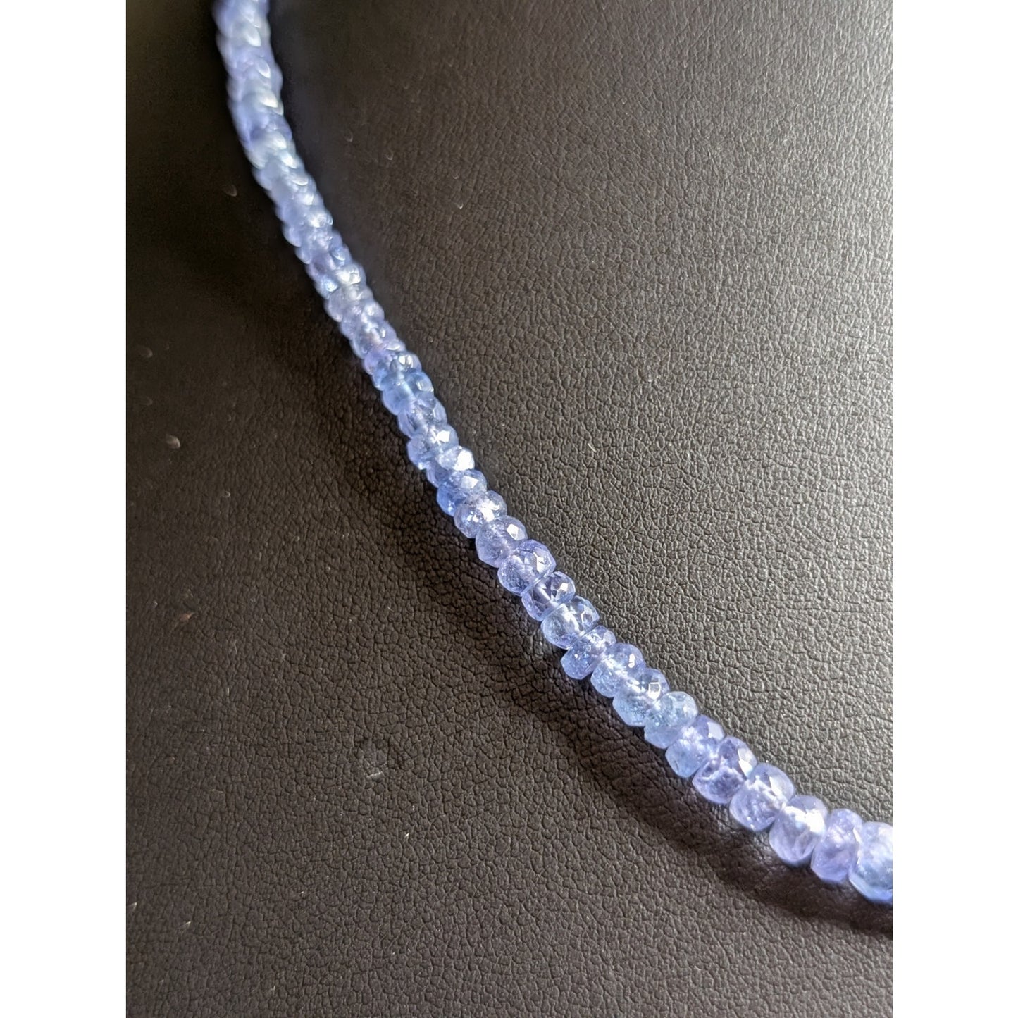 925 Sterling Silver Genuine Beaded Natural Tanzanite 18"-20" Necklace