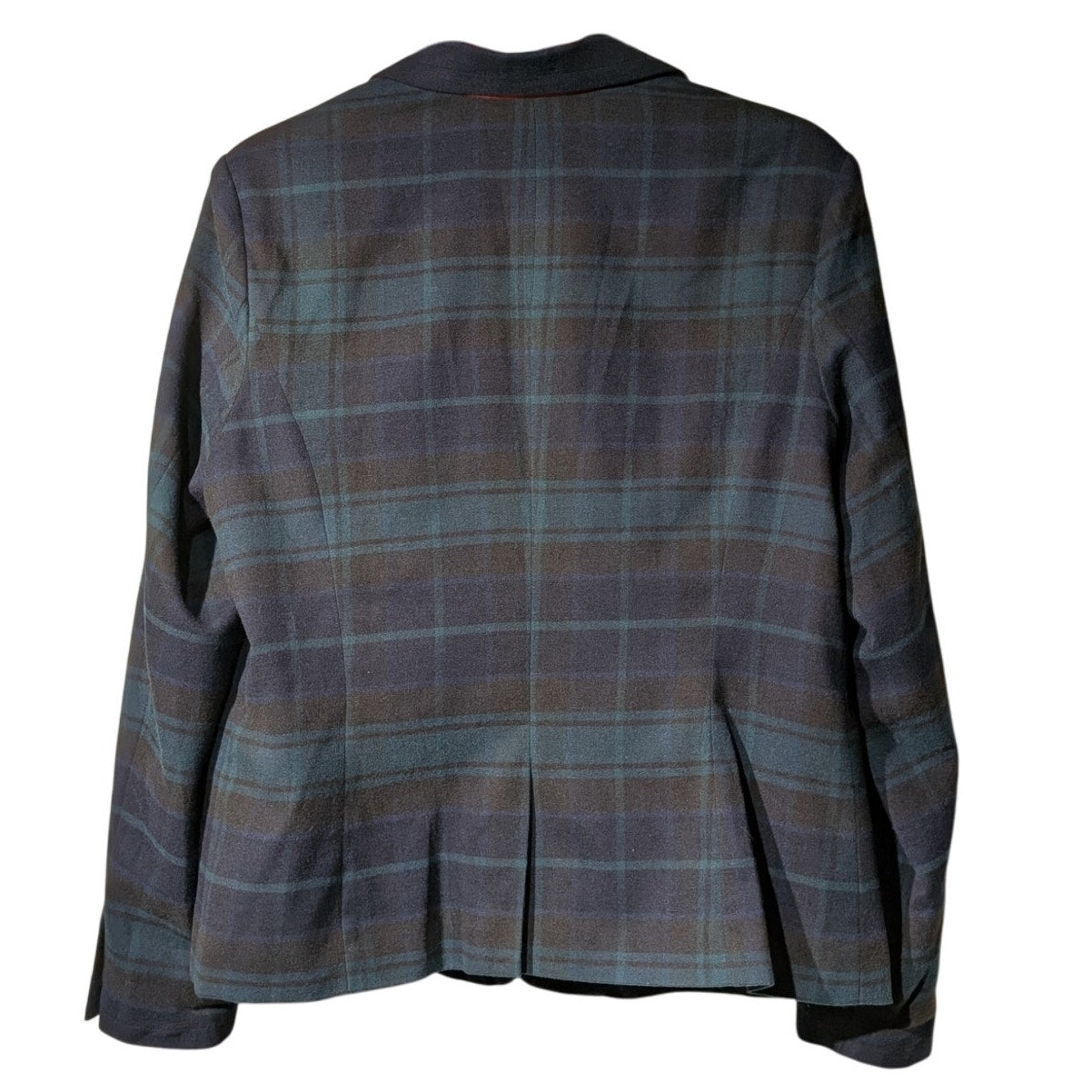 Vintage Merona Y2K Wool Blend Black Watch Tartan Plaid Blazer Womens Sz 16