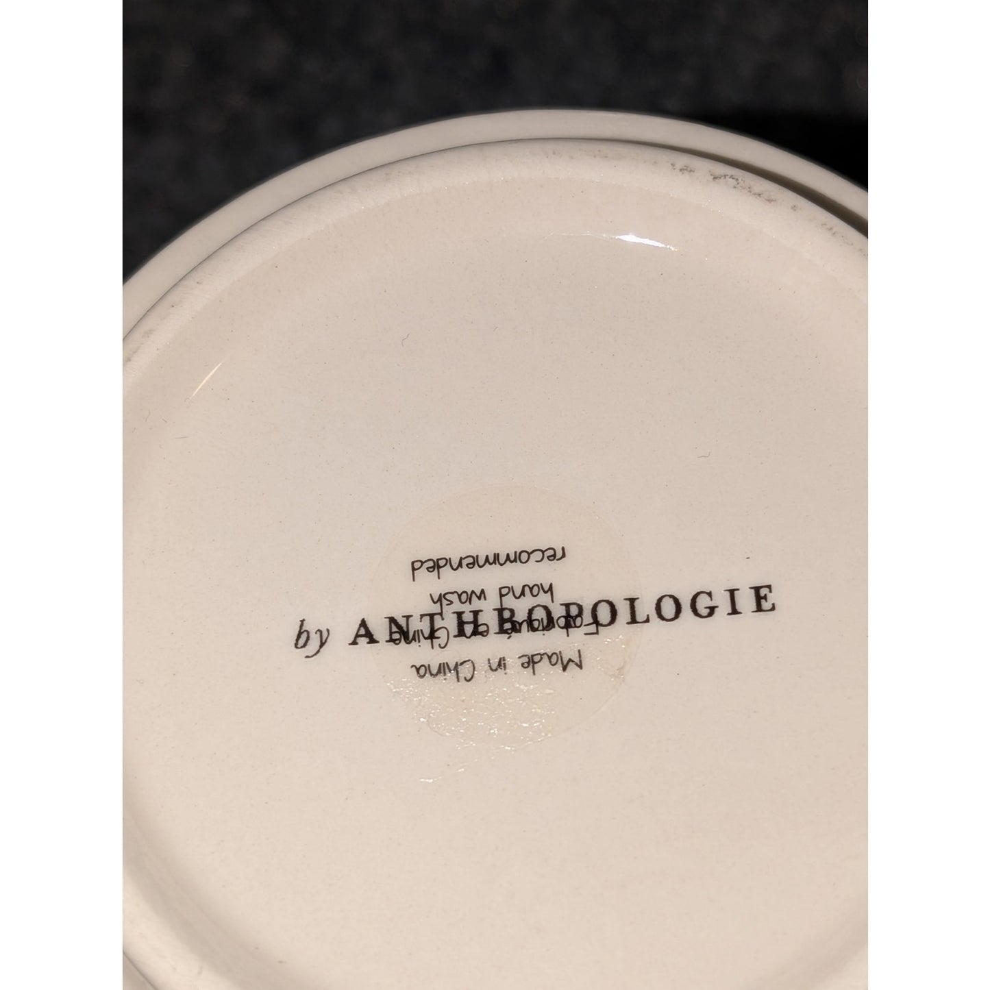 Anthropologie Bistro Tile Margot Coffee Mug Letter D Monogram White Black