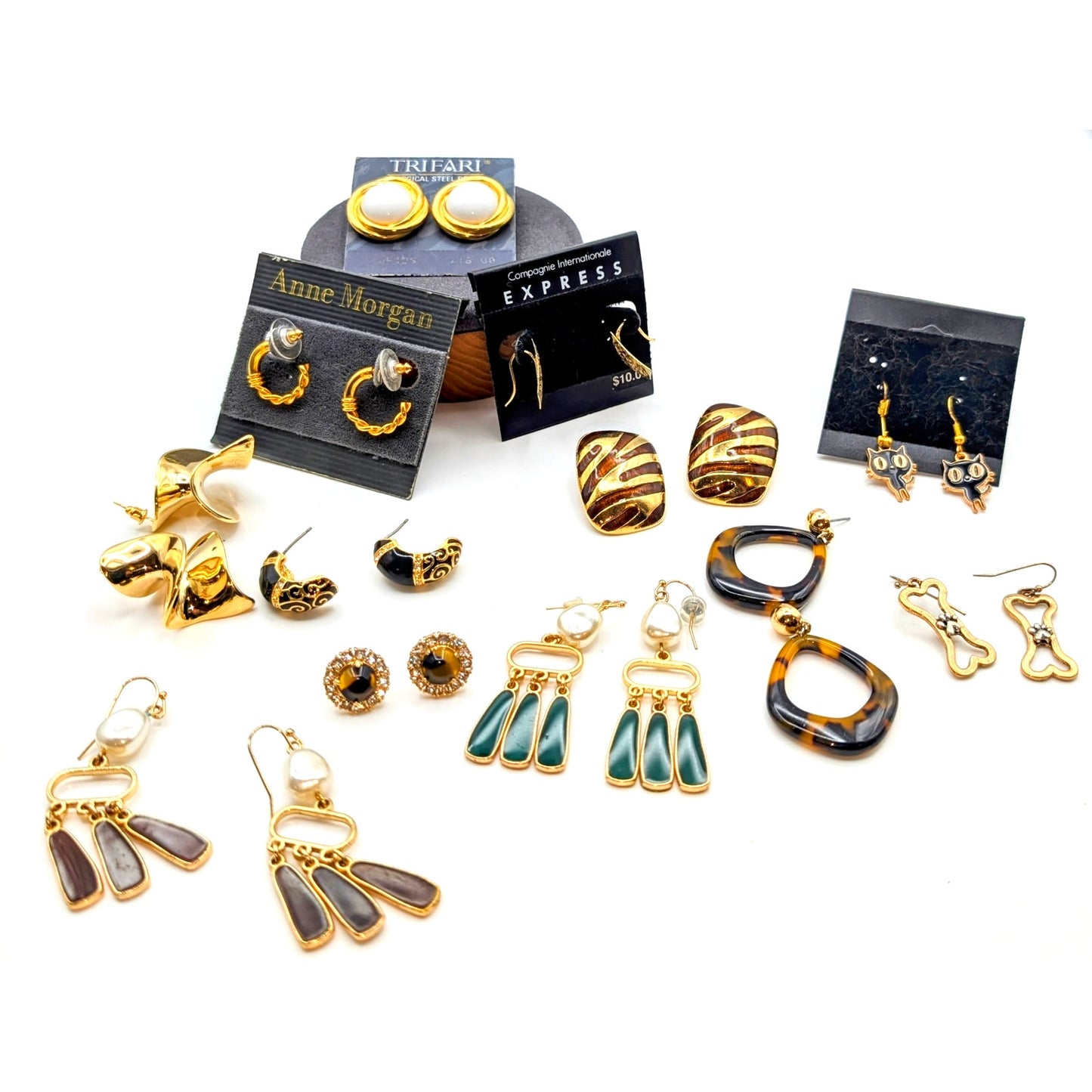 Lot of Twelve Pair Gold Tone Earrings Some NWT
