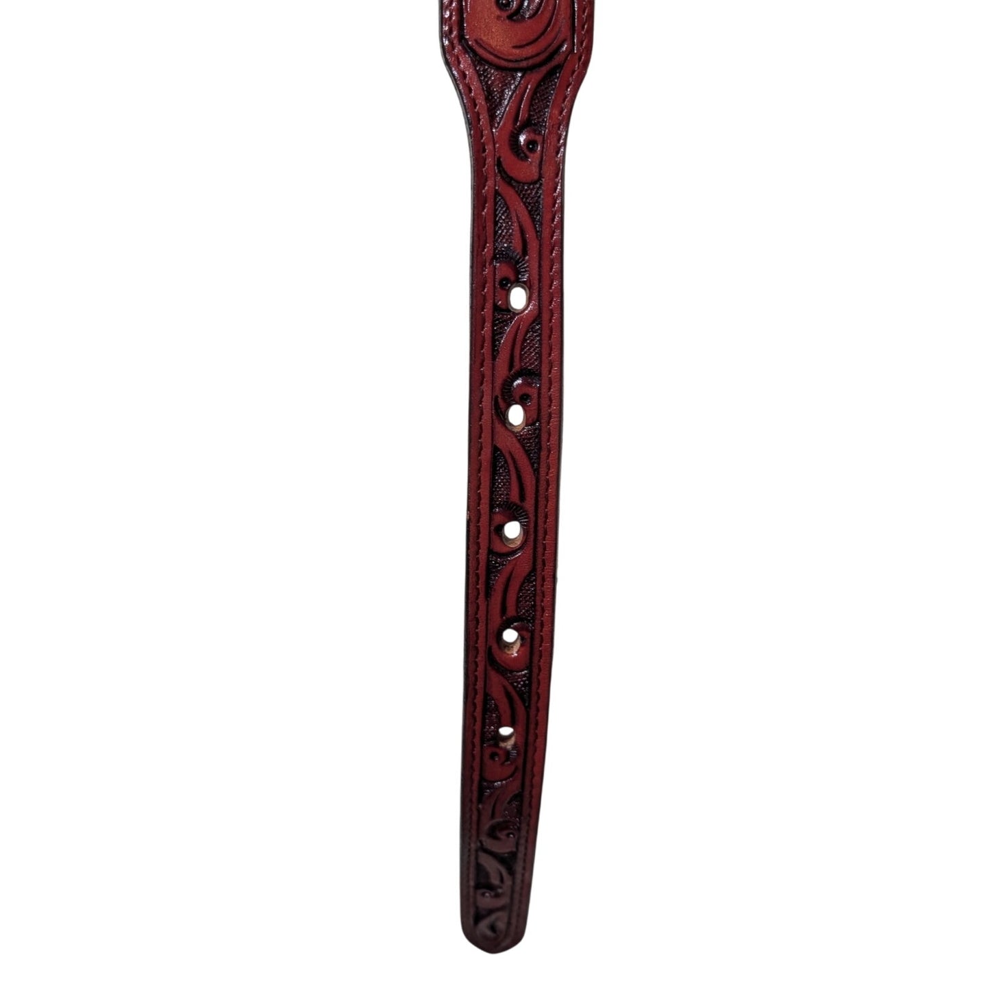 Rare Vtg M & P Hand Crafted in Mexico Hand Tooled Red Leather Braided Belt Sz 30