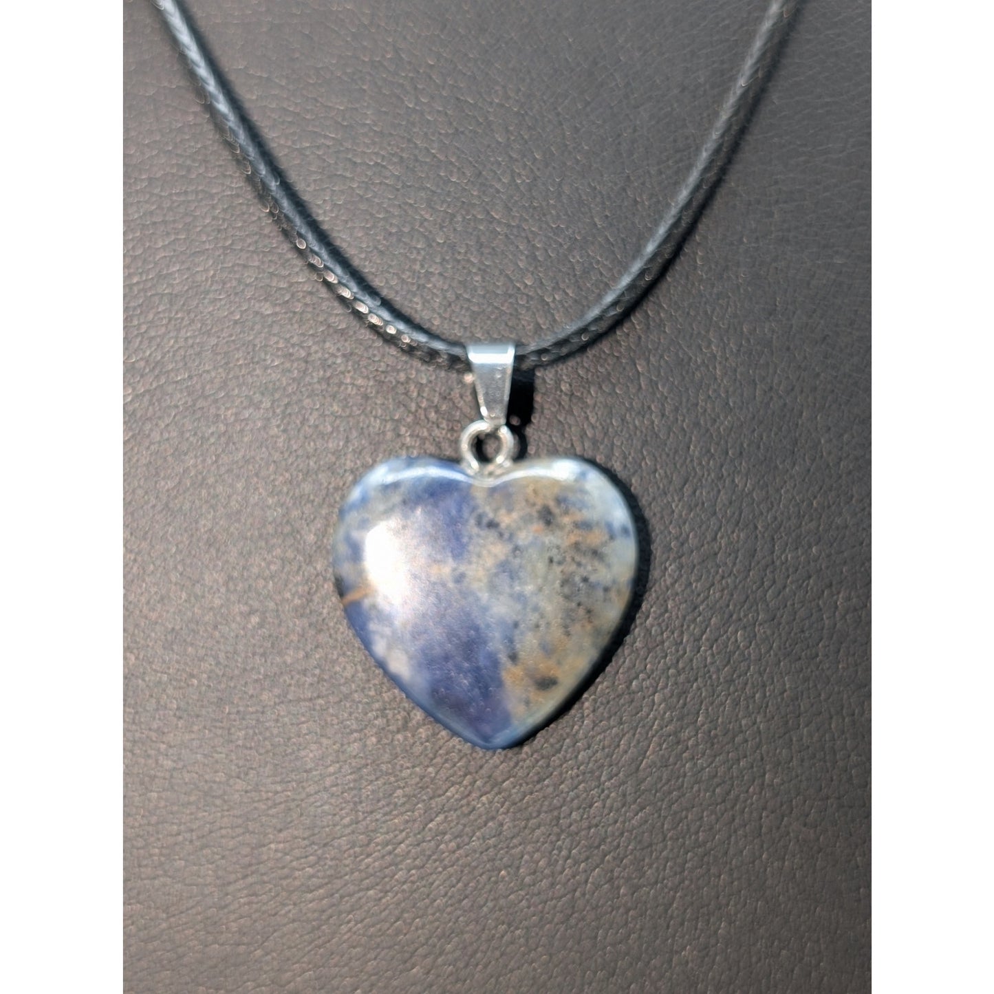 Blue Stone Heart Pendant Corded 17.75"-19" Necklace