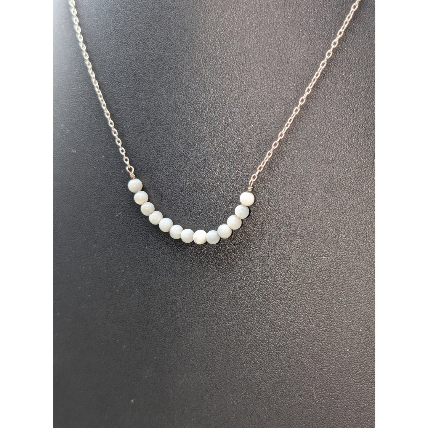 925 Sterling Silver Mother of Pearl Bead Chain 16"-19" Necklace