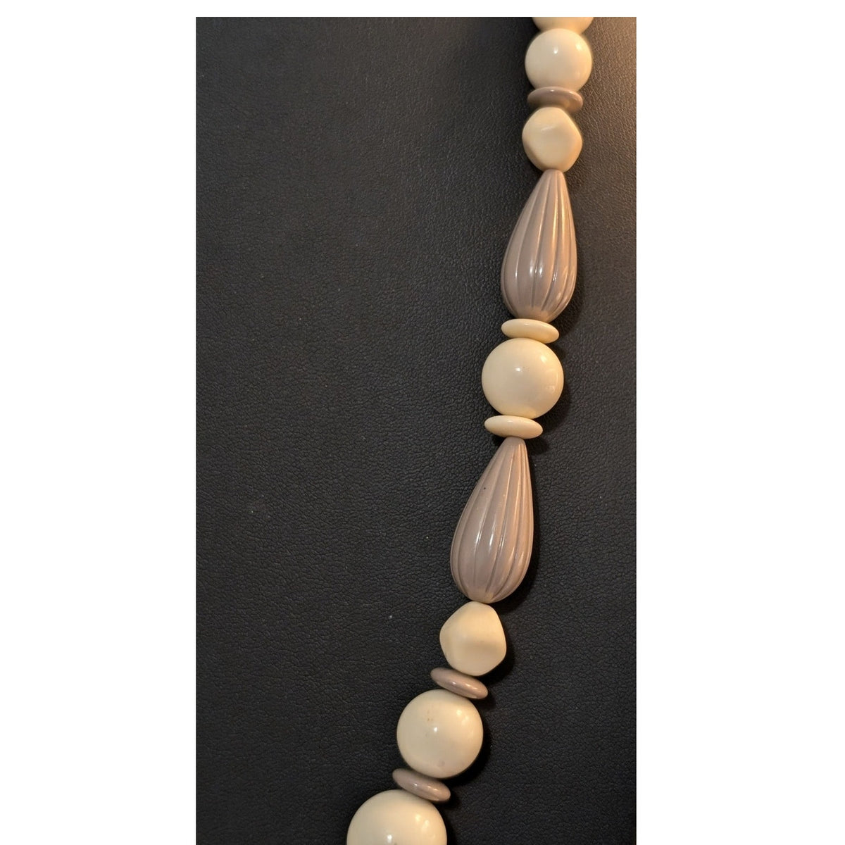 Vintage Avon Ivory Mushroom Taupe Acrylic Beaded 29" Necklace