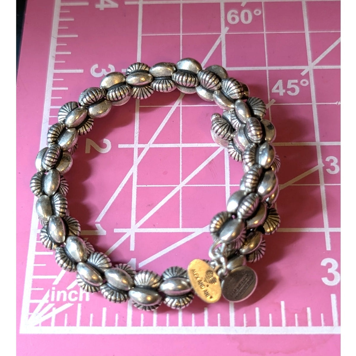 Alex and Ani Calypso Vintage Sixty-Six  Silver Tone Biker One Size Wrap Bracelet