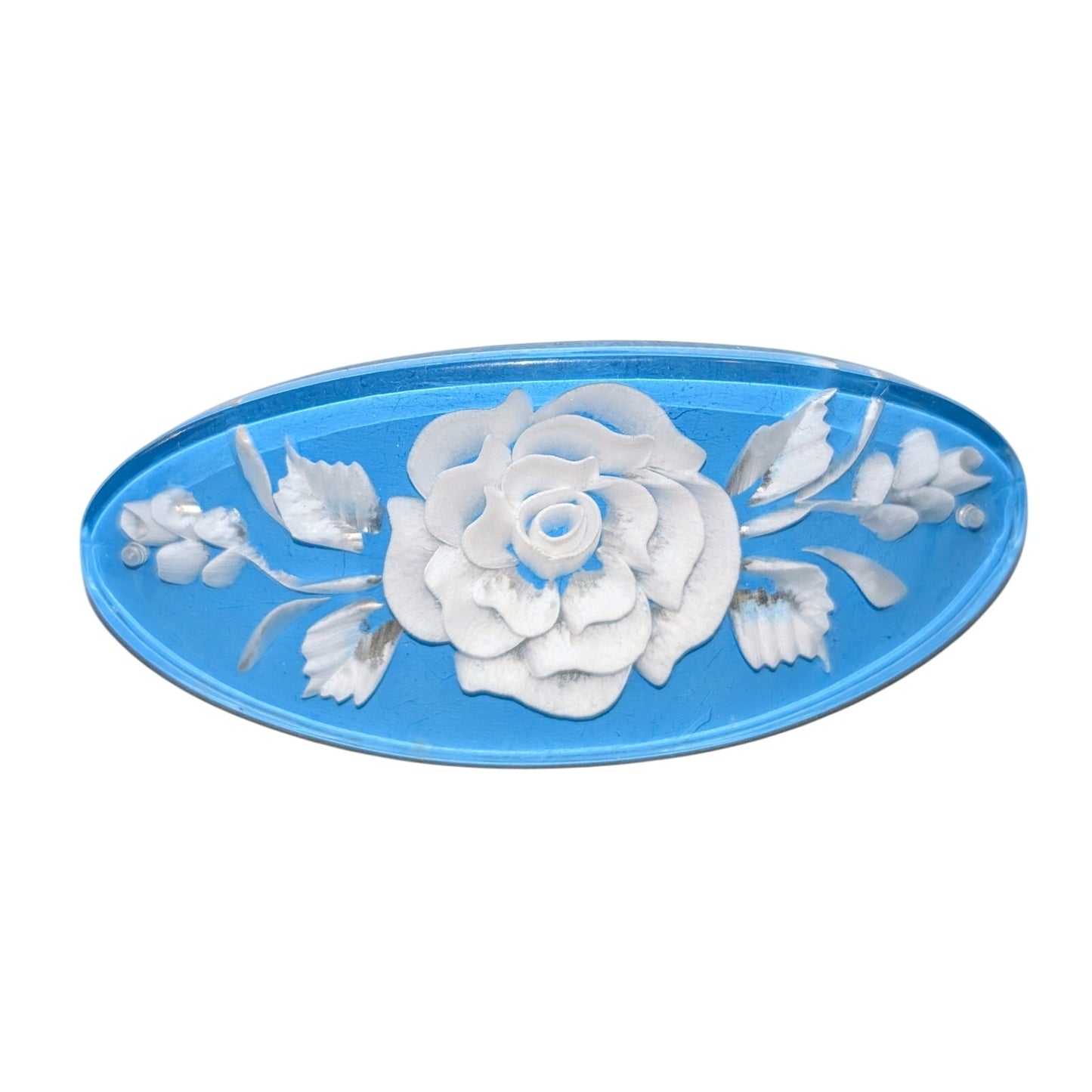 Two Blue Lucite Vintage Hair Barrettes