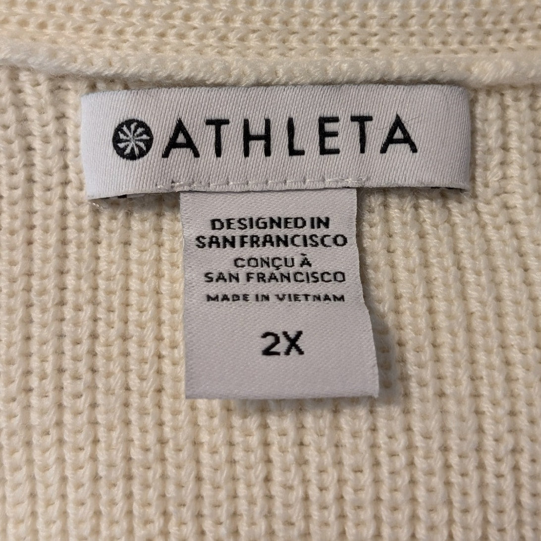 Athleta Hanover Pelican Cream Refined V-Neck Sweater Relaxed Fit Sweater Sz 2X