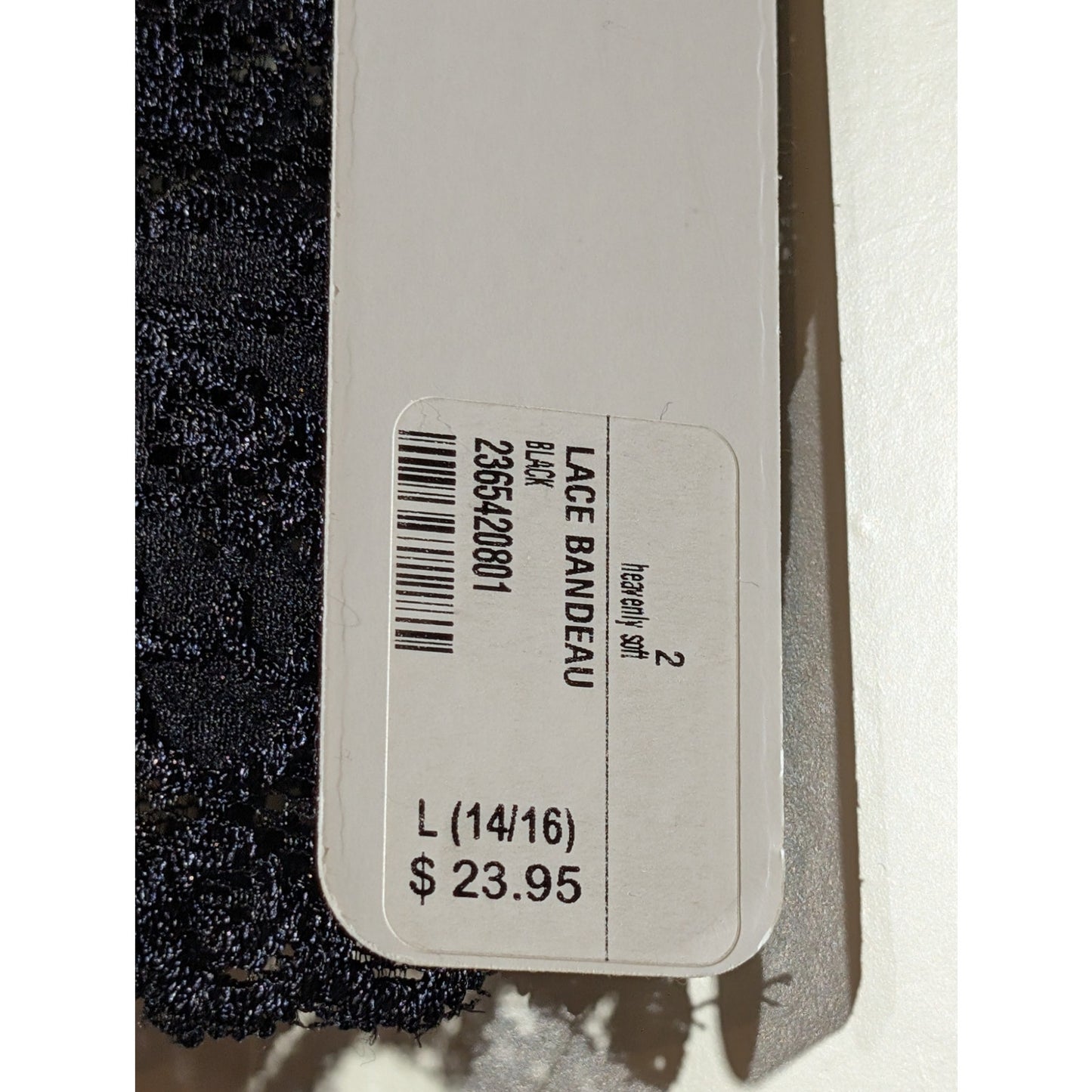 Soft Surroundings Heavenly Soft Black Lace Bandeau NWT Size L (14/16)