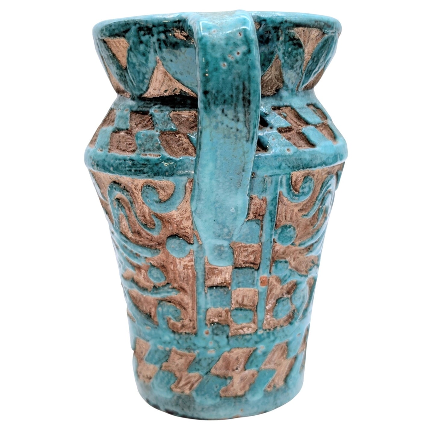 Vintage Turquoise Blue Italian Pottery Pitcher