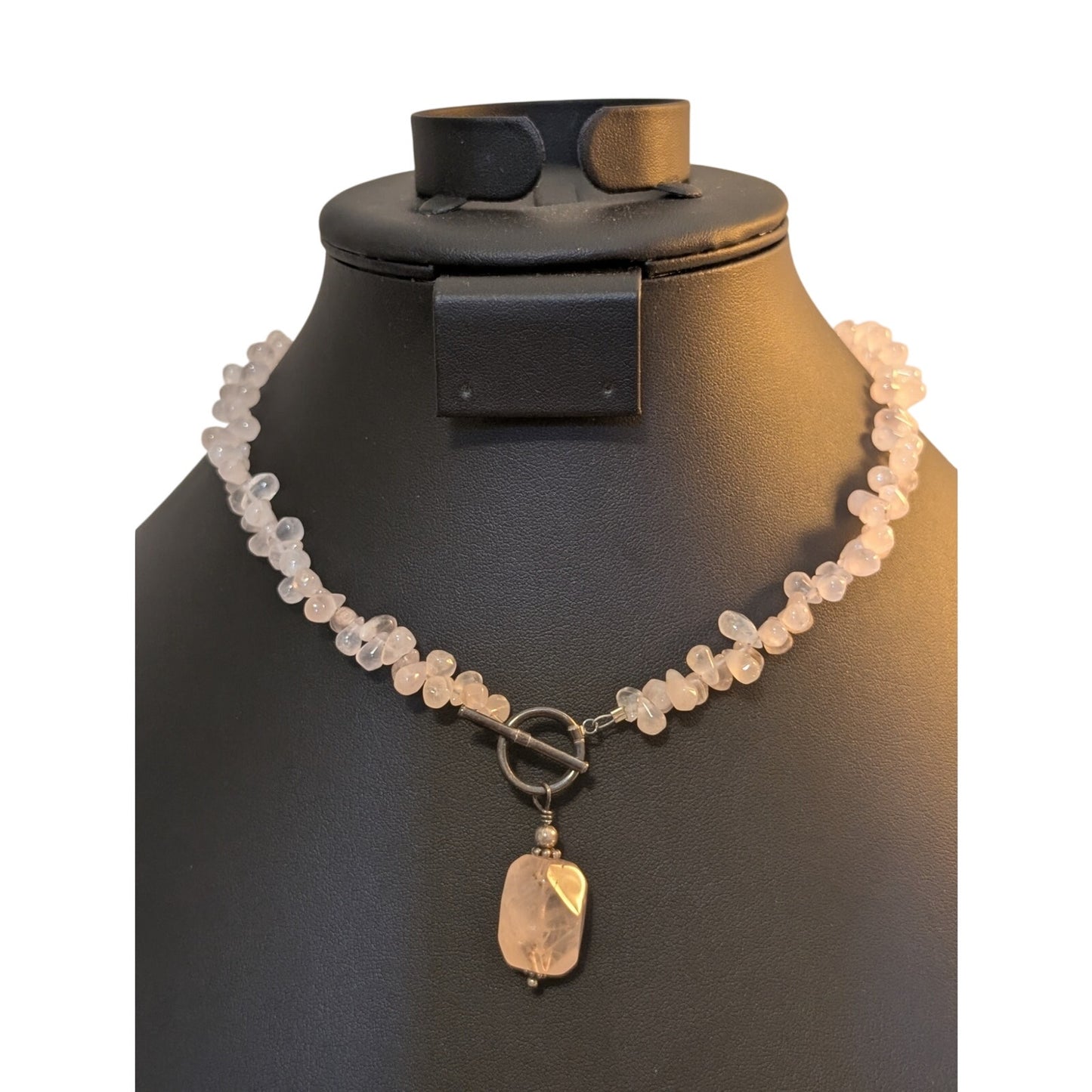 Silpada Retired Pink Rose Quartz Teardrop Stone 925 Sterling Silver Necklace