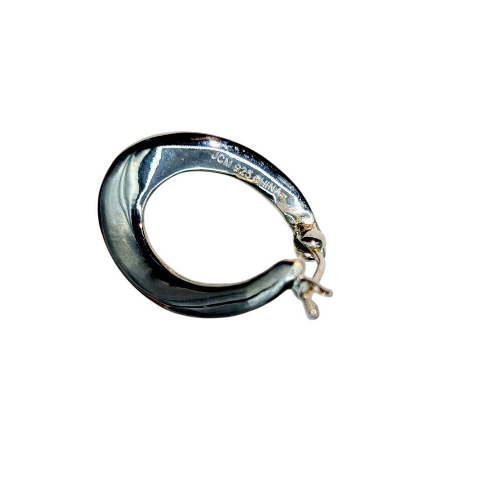 JCM 925 Sterling Silver Twisted Hoop Snap Down Earrings