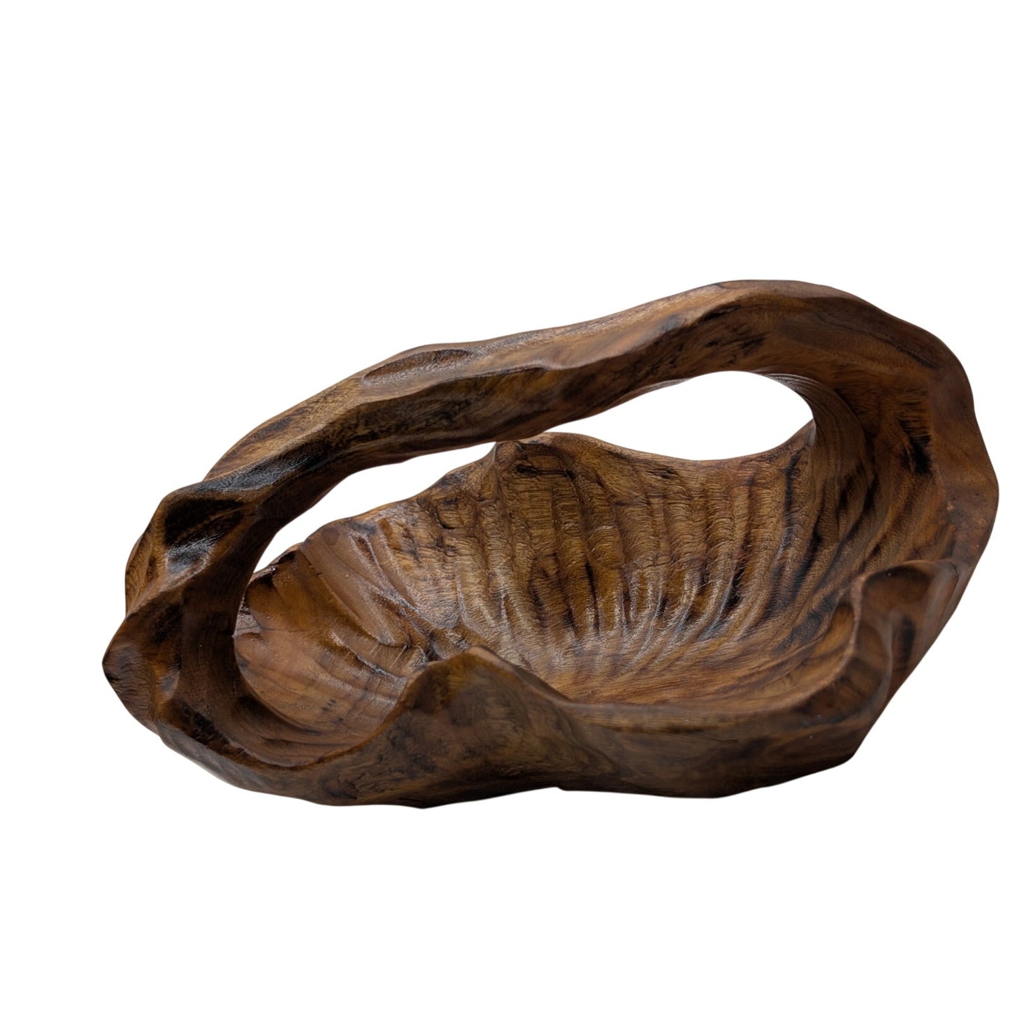 Artisan Hand Carved Burl Wooden Basket/Bowl/Trinket Dish