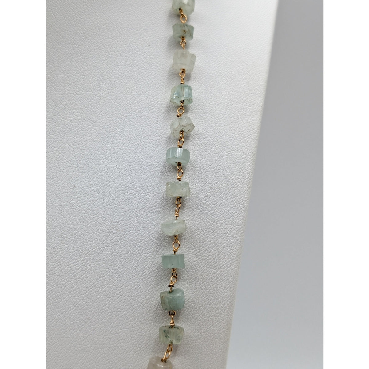 Serafina Gold Tone Green Crystal Bead Rosary Style Chain 32" Necklace