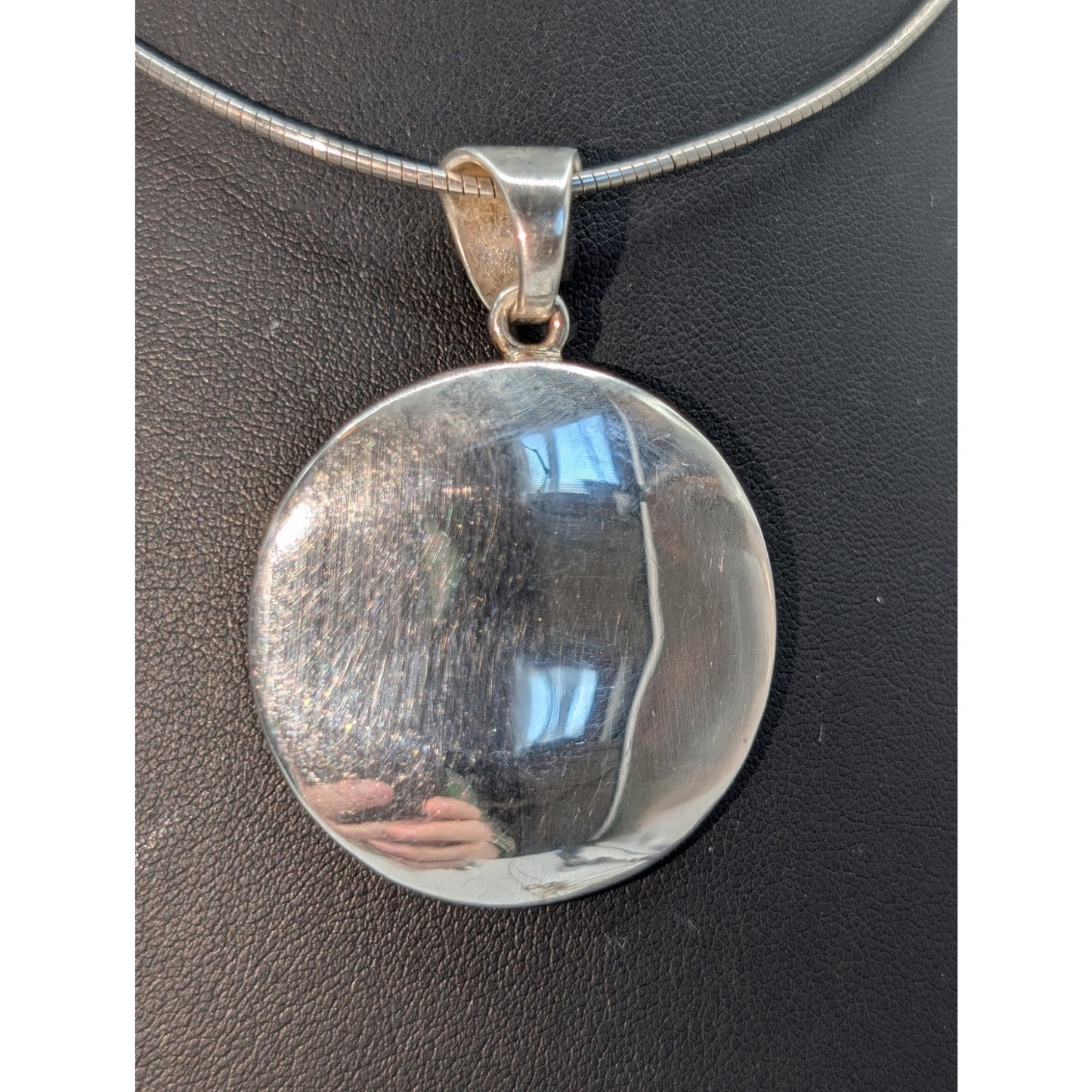 925 Sterling Silver Silpada Wavy Disk Pendant on 925 Sterling 16" Cord Necklace