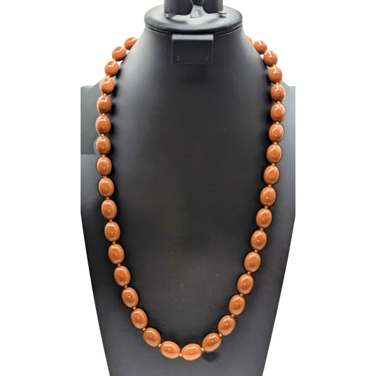 Vintage Brown Gold Acrylic Bead Screw Clasp 30" Necklace